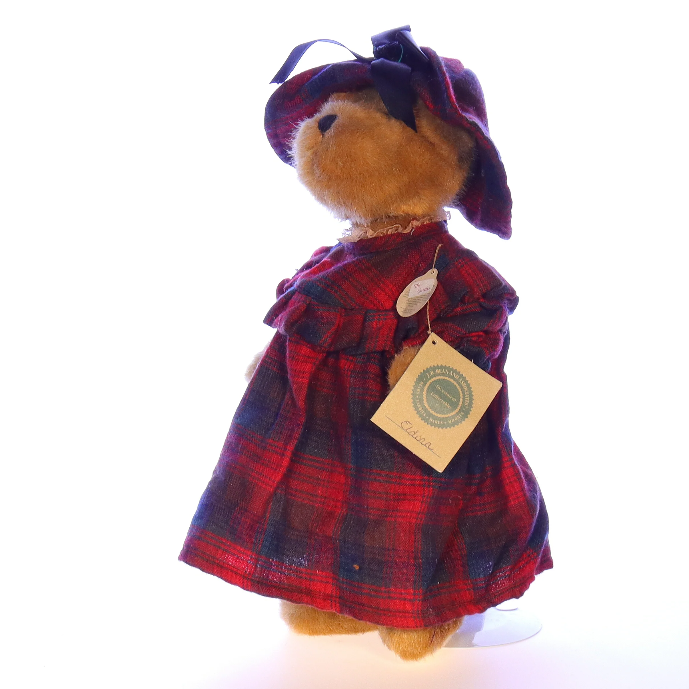 Boyds Bears Collection Plush with Tags Plaid Hat Eldora 1985 14" - Image 2