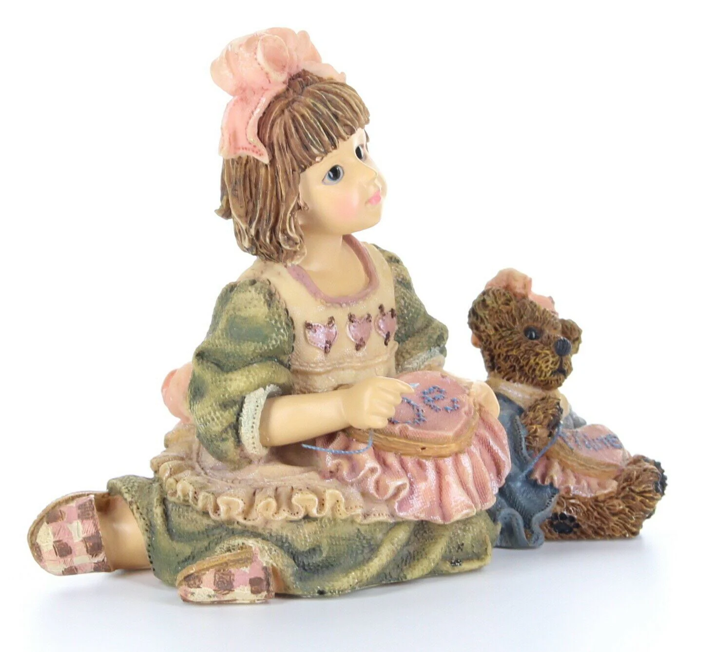 Boyds Bears Dollstone Figurine Alyssia w/ Caroline A Stitch in Time #3539 No Box - Image 8