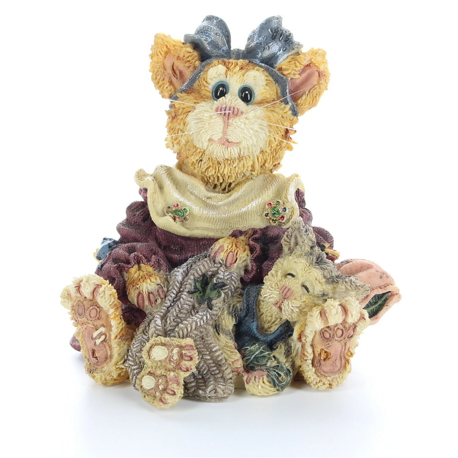 Boyds Bears Friends Bearstone 1E Vintage Figurine #371001 Maddy Purrkins Cat Nap