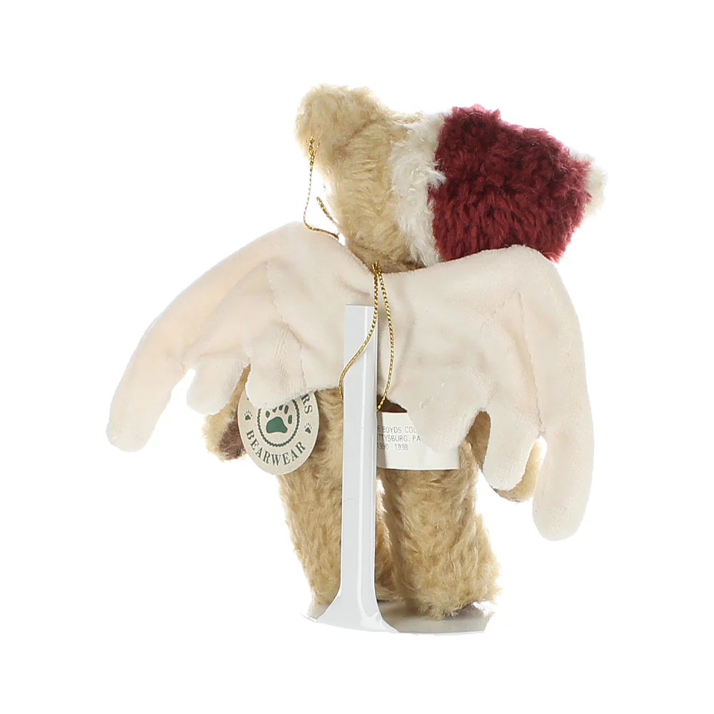 Boyds Bears & Friends Vintage  Plush Bear tan winged bear Santa hat ornament - Image 5