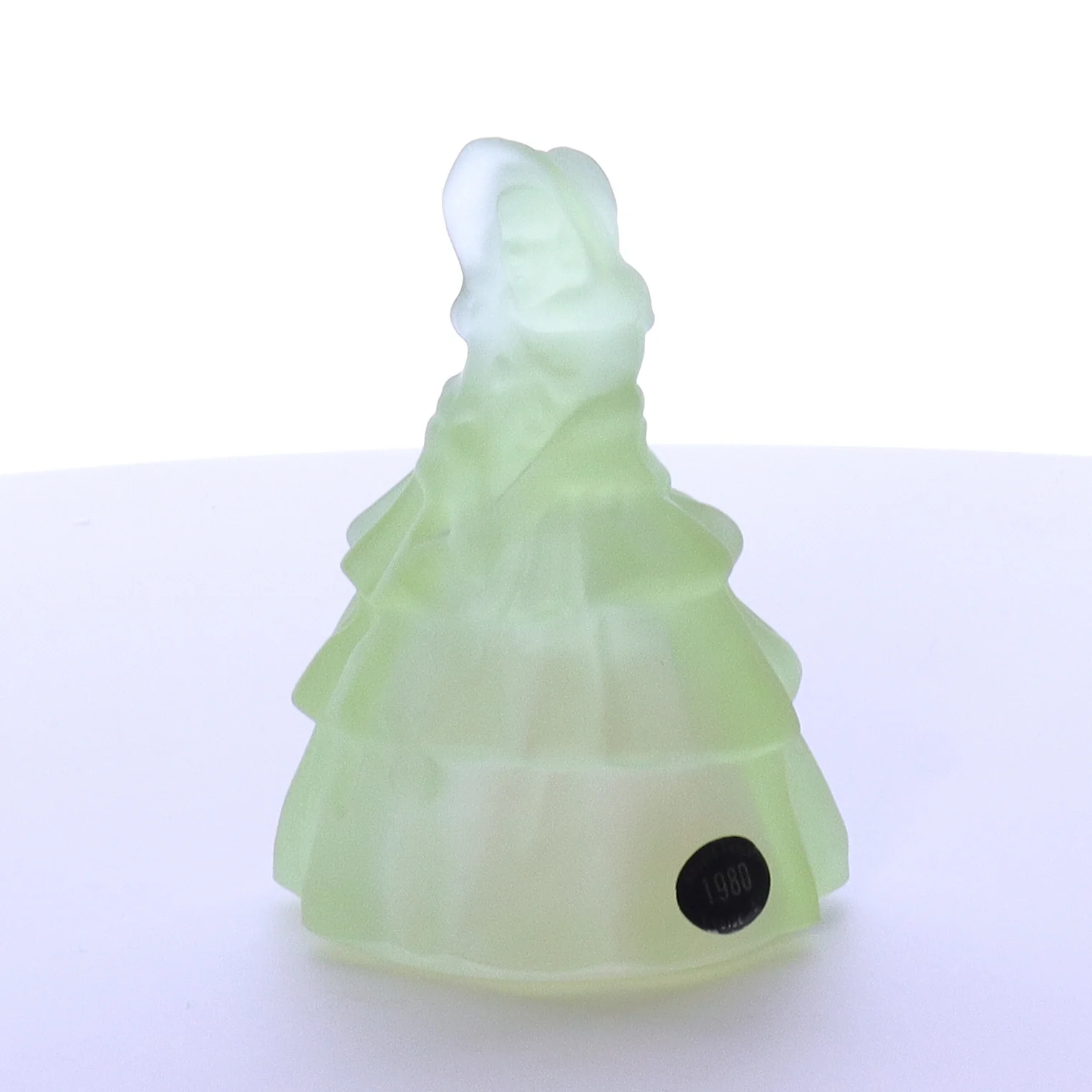 Boyds Crystal Art Vaseline Glass Vintage 1980 Figurine Louise Doll Mistletoe - Image 3
