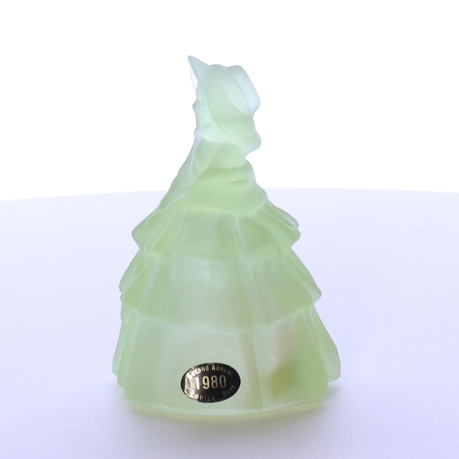 Boyds Crystal Art Vaseline Glass Vintage 1980 Figurine Louise Doll Mistletoe - Image 4