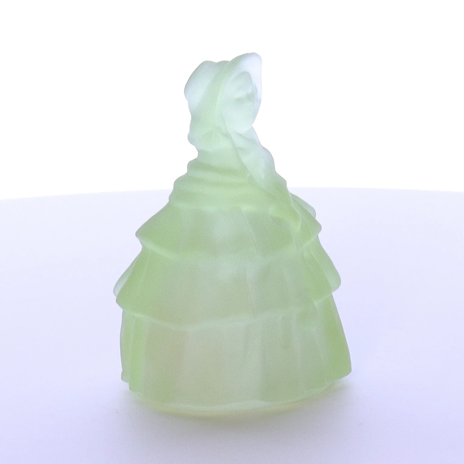 Boyds Crystal Art Vaseline Glass Vintage 1980 Figurine Louise Doll Mistletoe - Image 9