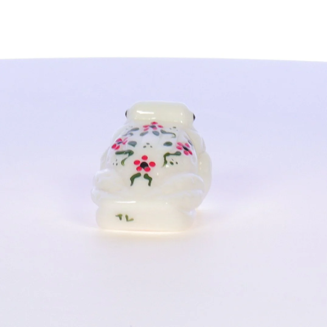 Boyd Crystal Art Glass Vintage Hand Painted Jeremy the Frog Figurine Milkwhite - Image 4