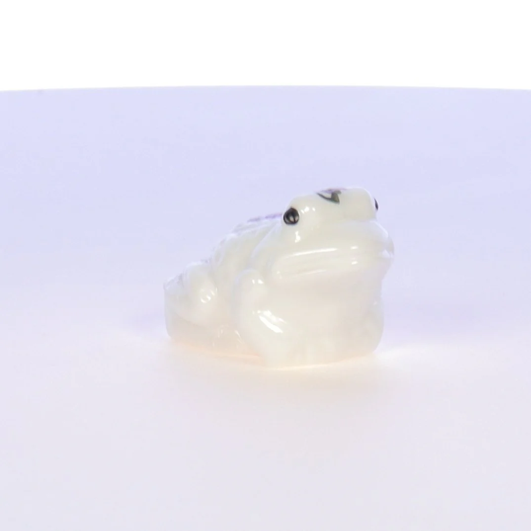 Boyd Crystal Art Glass Vintage Hand Painted Jeremy the Frog Figurine Milkwhite - Image 2