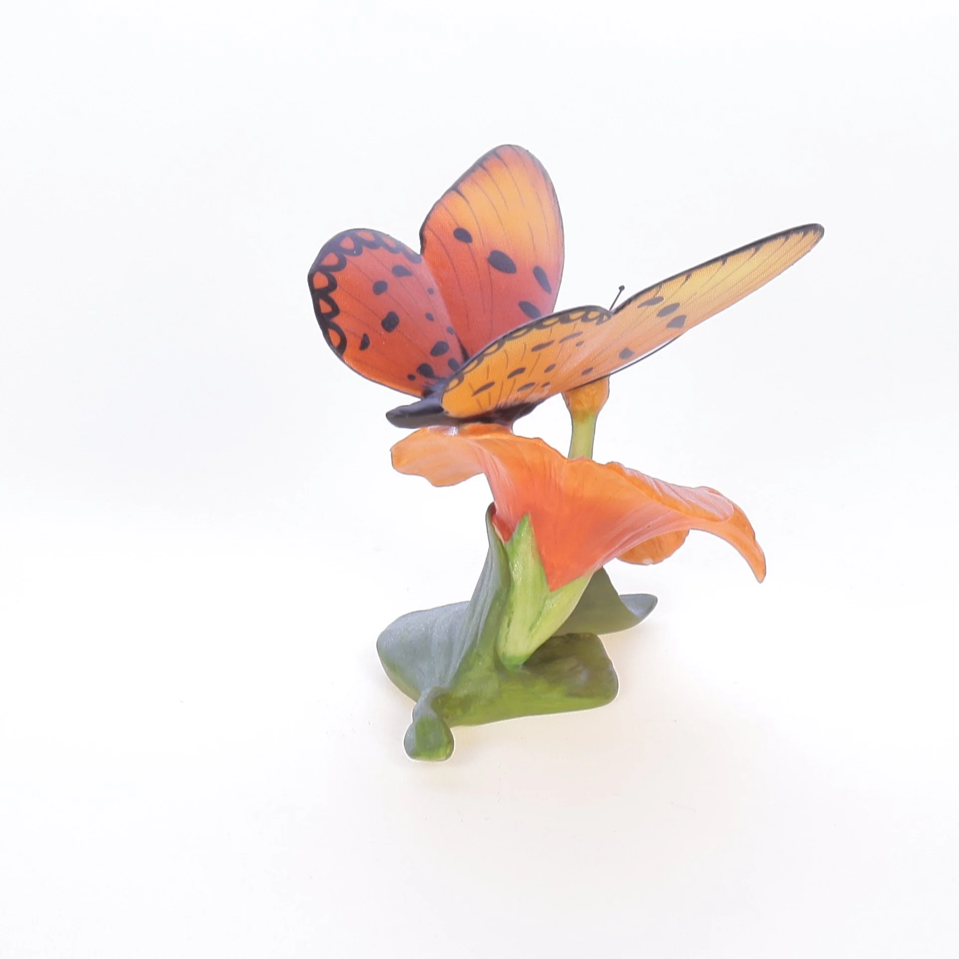 Butterflies of the World Vintage 1985 Porcelain Figurine Fiery Acraea on Hibiscus - Image 4