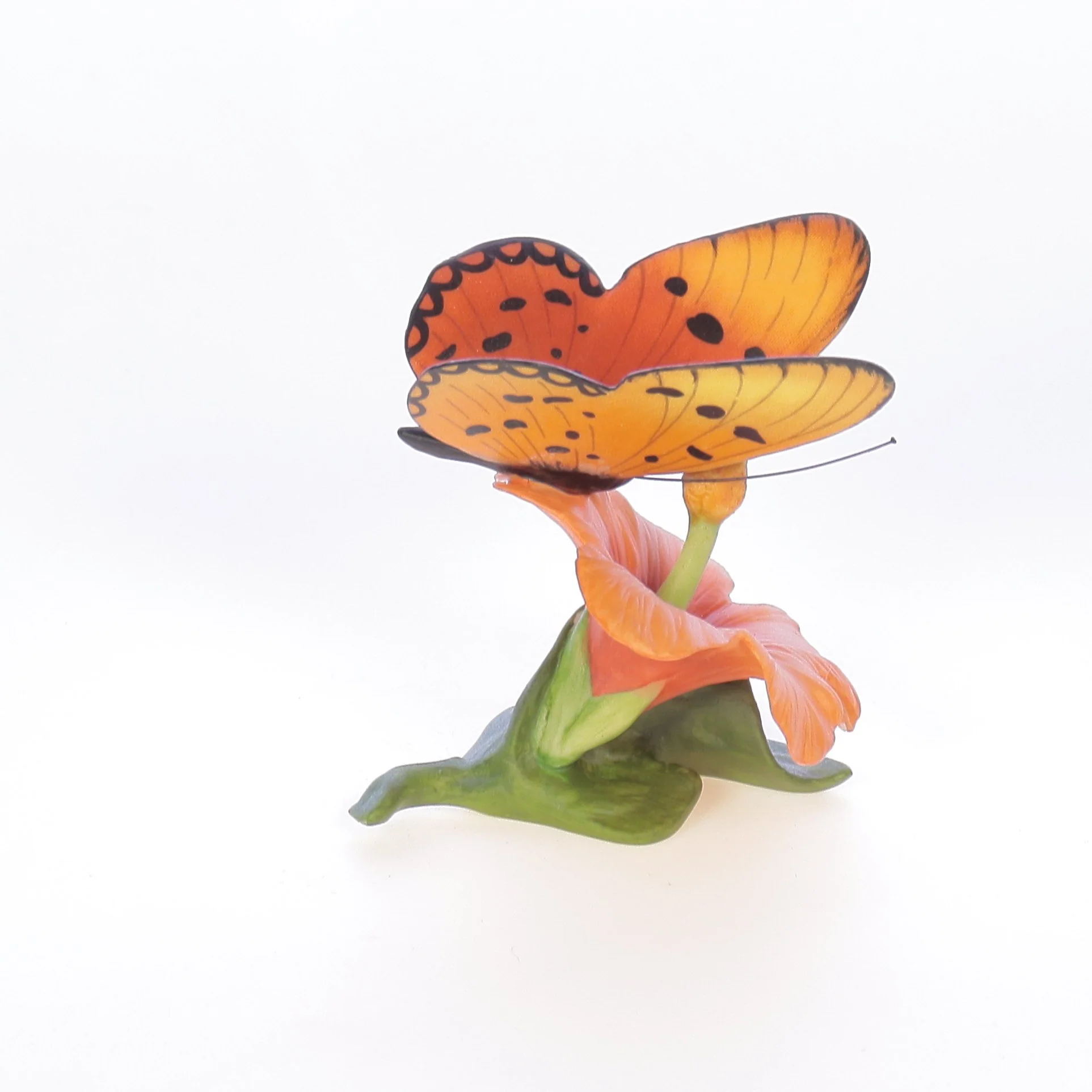 Butterflies of the World Vintage 1985 Porcelain Figurine Fiery Acraea on Hibiscus - Image 5