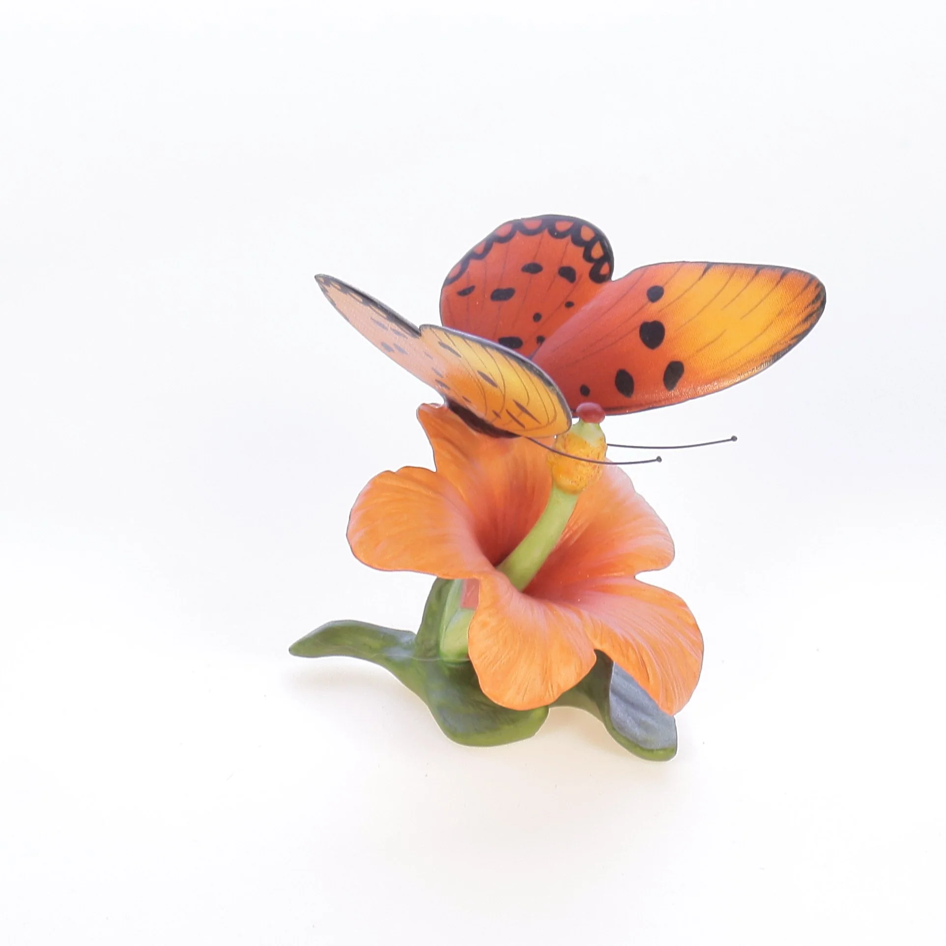 Butterflies of the World Vintage 1985 Porcelain Figurine Fiery Acraea on Hibiscus - Image 6
