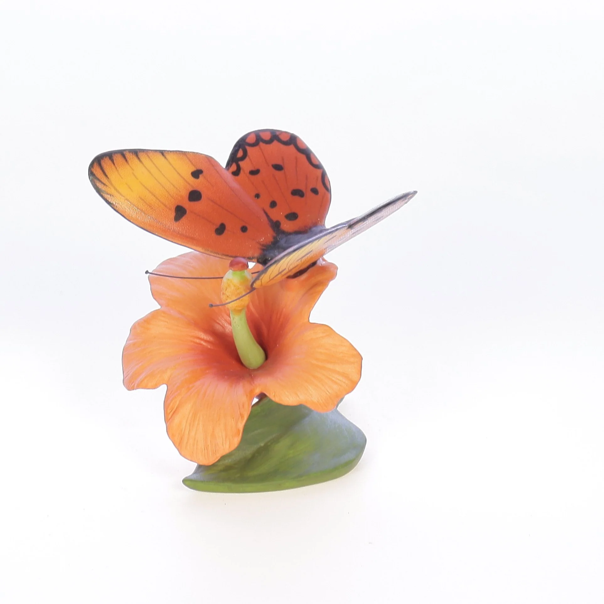 Butterflies of the World Vintage 1985 Porcelain Figurine Fiery Acraea on Hibiscus - Image 8