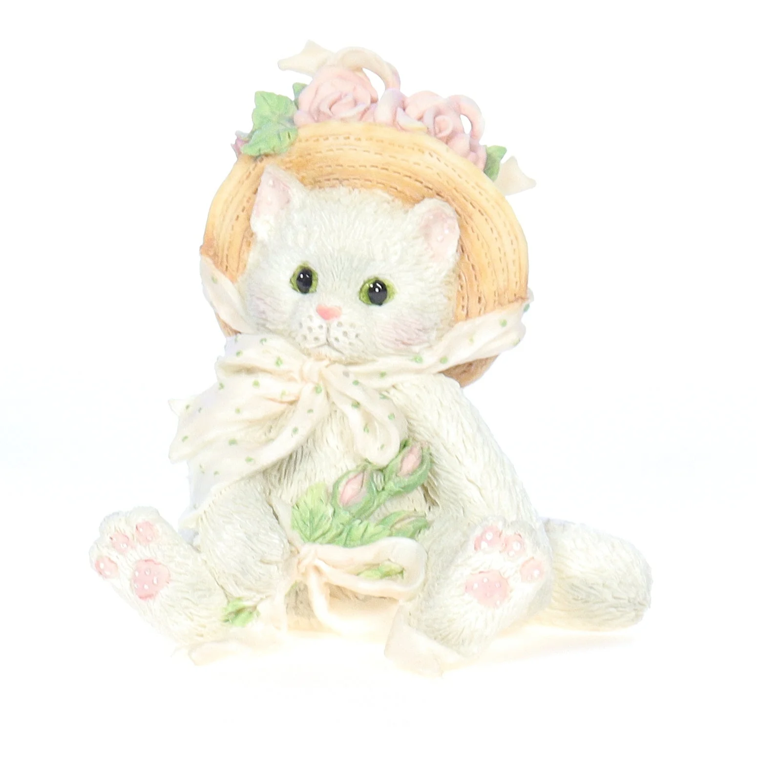 Calico Kittens Vintage 1992 Resin Figurine our Friendship Blossomed From The Heart