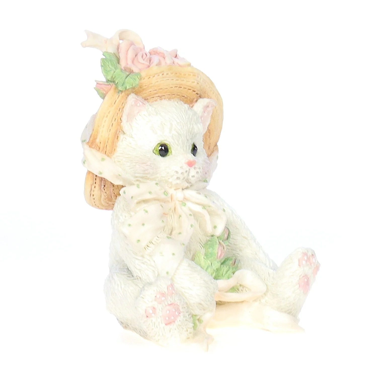 Calico Kittens Vintage 1992 Resin Figurine our Friendship Blossomed From The Heart - Image 8