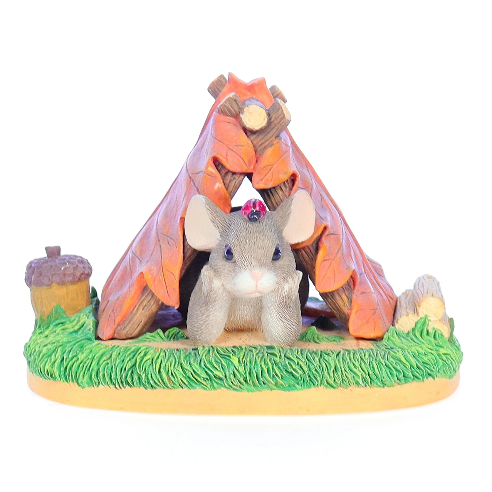 Charming Tails Vintage Resin Fall Figurine 83/703 Camping Out 2.75"