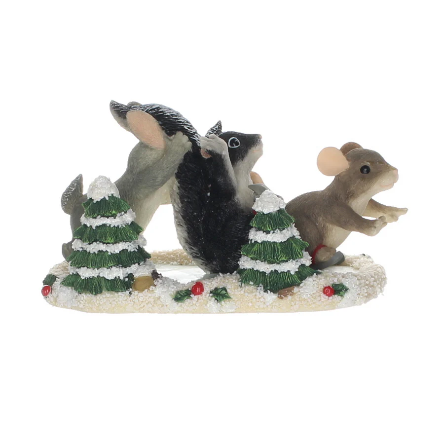 Charming Tails Fitz & Floyd Resin Figurine in Box Christmas 87/103 Skating Party
