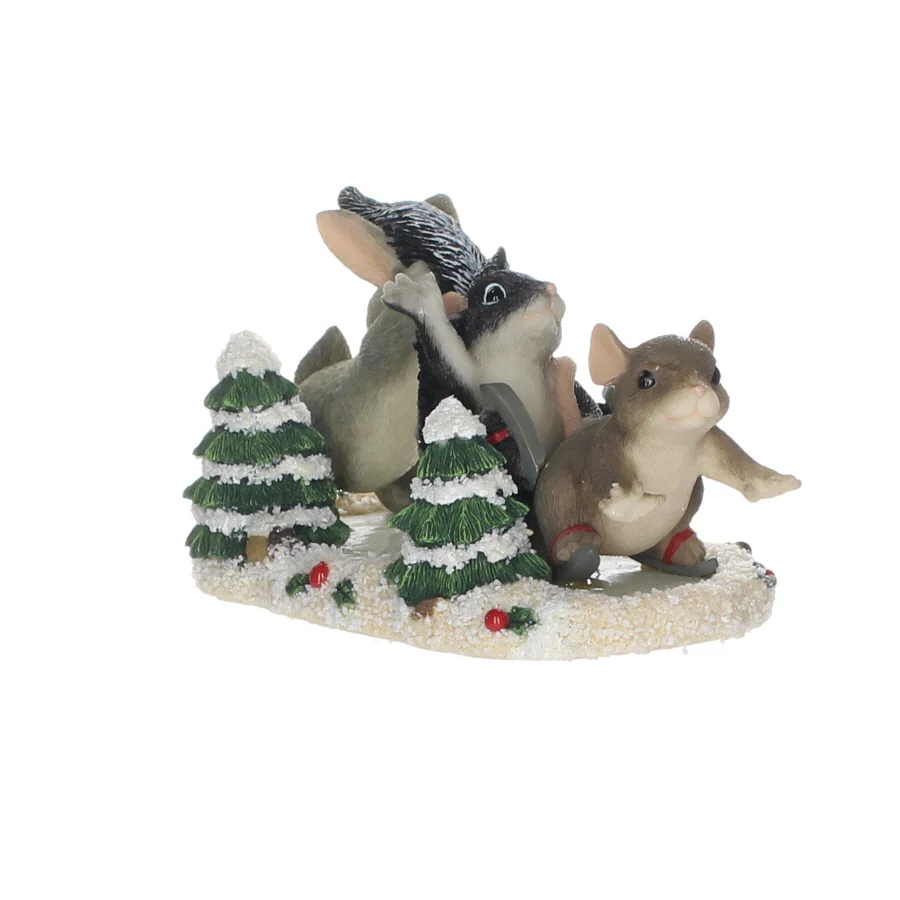 Charming Tails Fitz & Floyd Resin Figurine in Box Christmas 87/103 Skating Party - Image 2