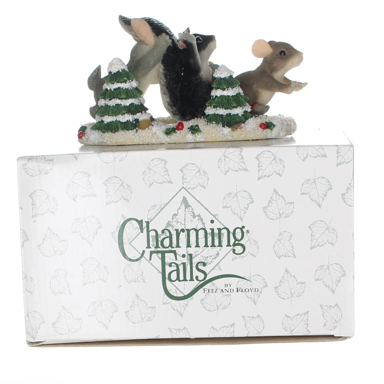 Charming Tails Fitz & Floyd Resin Figurine in Box Christmas 87/103 Skating Party - Image 9