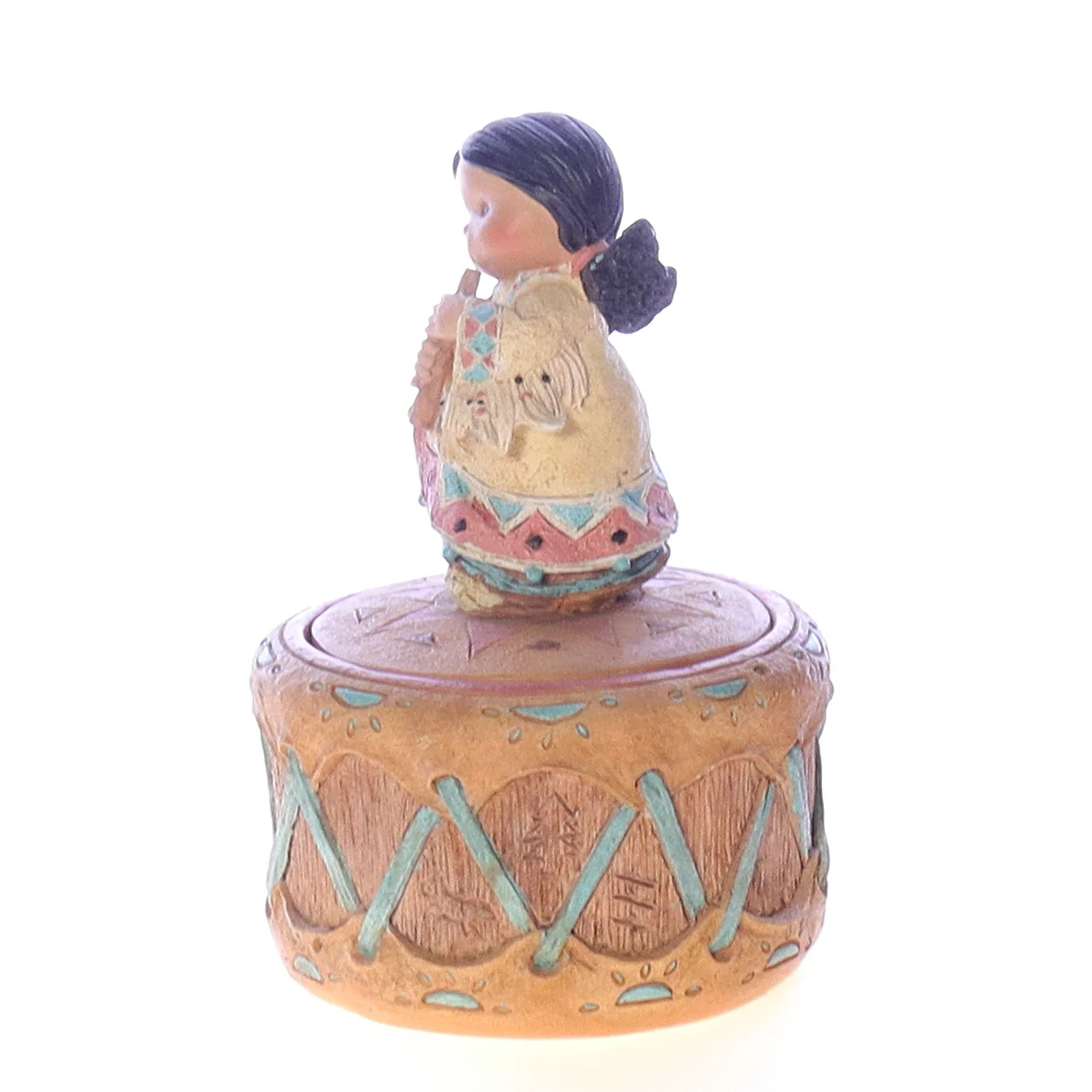 Friends of a Feather Vintage Resin Native American Trinket Box 171778 Harmony 4" - Image 3
