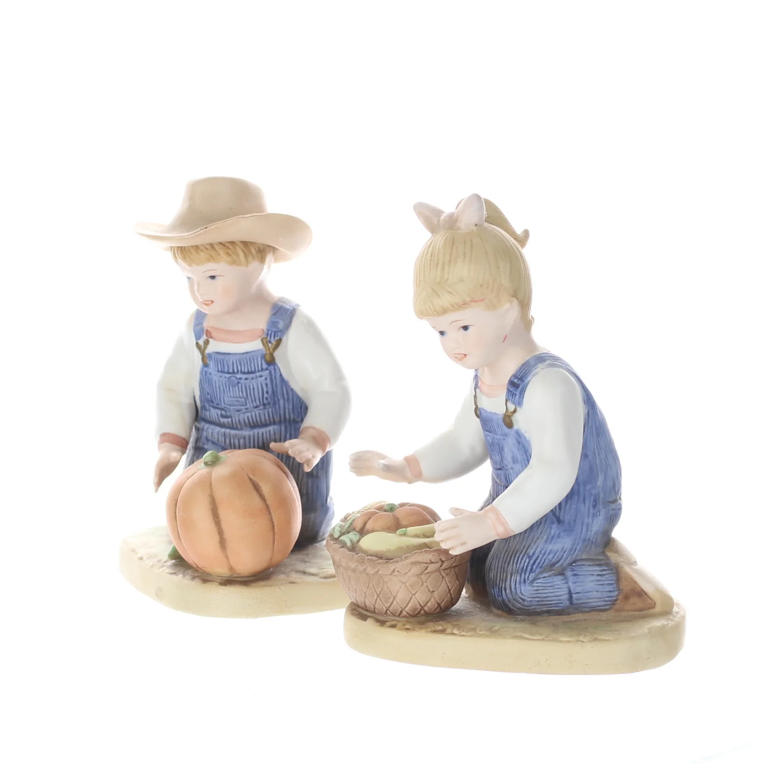 Homco Denim Days Vintage 1985 Porcelain Figurine Harvest Helpers 1518 - Image 2