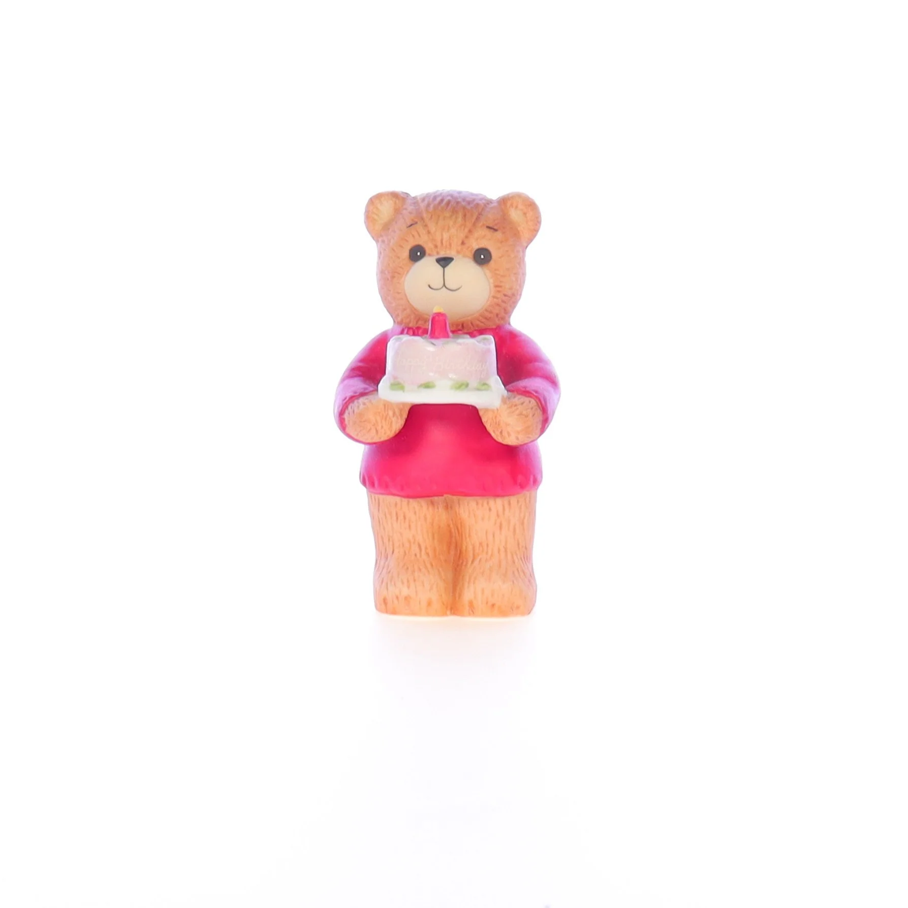 Lucy and Me Vintage 1983 Porcelain Figurine Bear Holding Birthday Cake Age 1