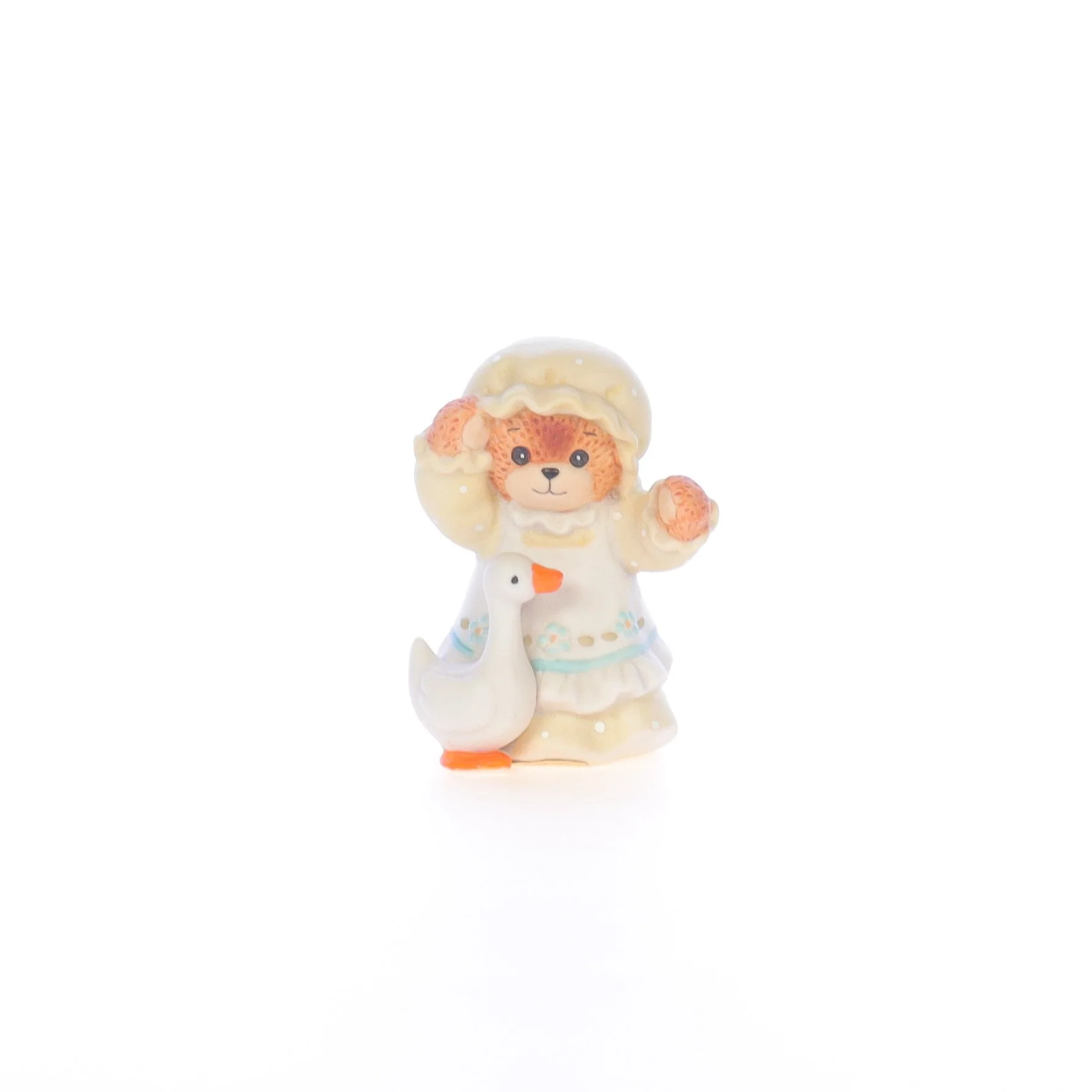 Lucy and Me Vintage 1986 Porcelain Figurine Bear with Bonnet and Goose