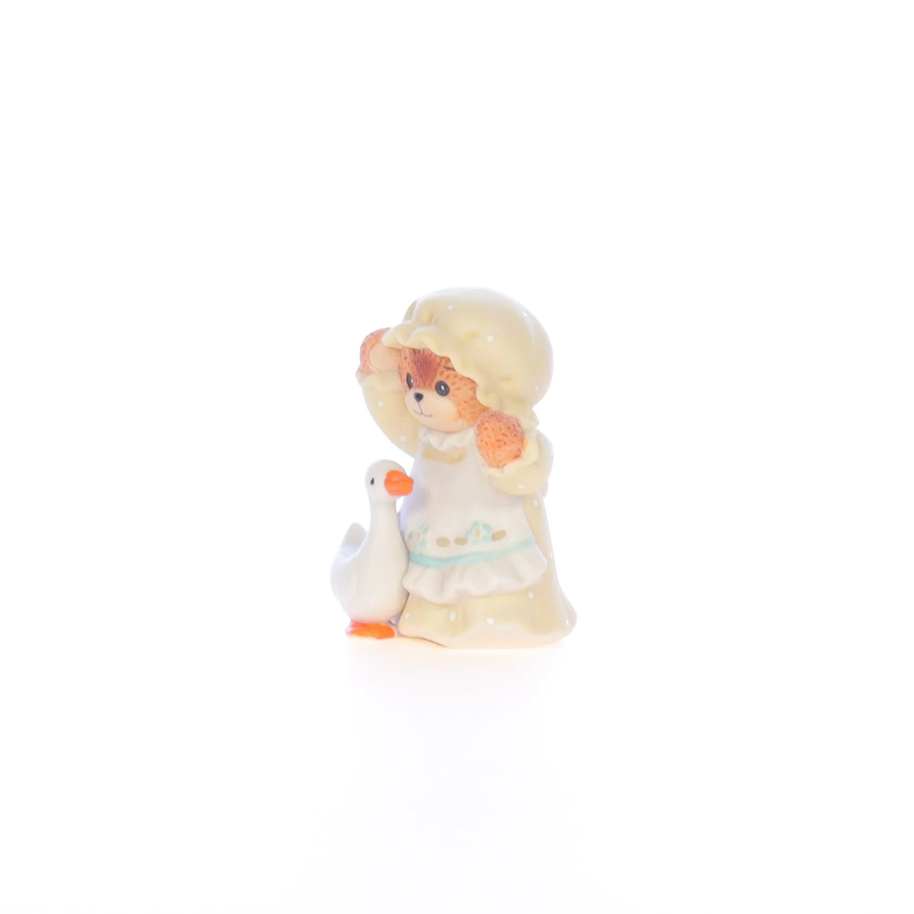Lucy and Me Vintage 1986 Porcelain Figurine Bear with Bonnet and Goose - Image 2