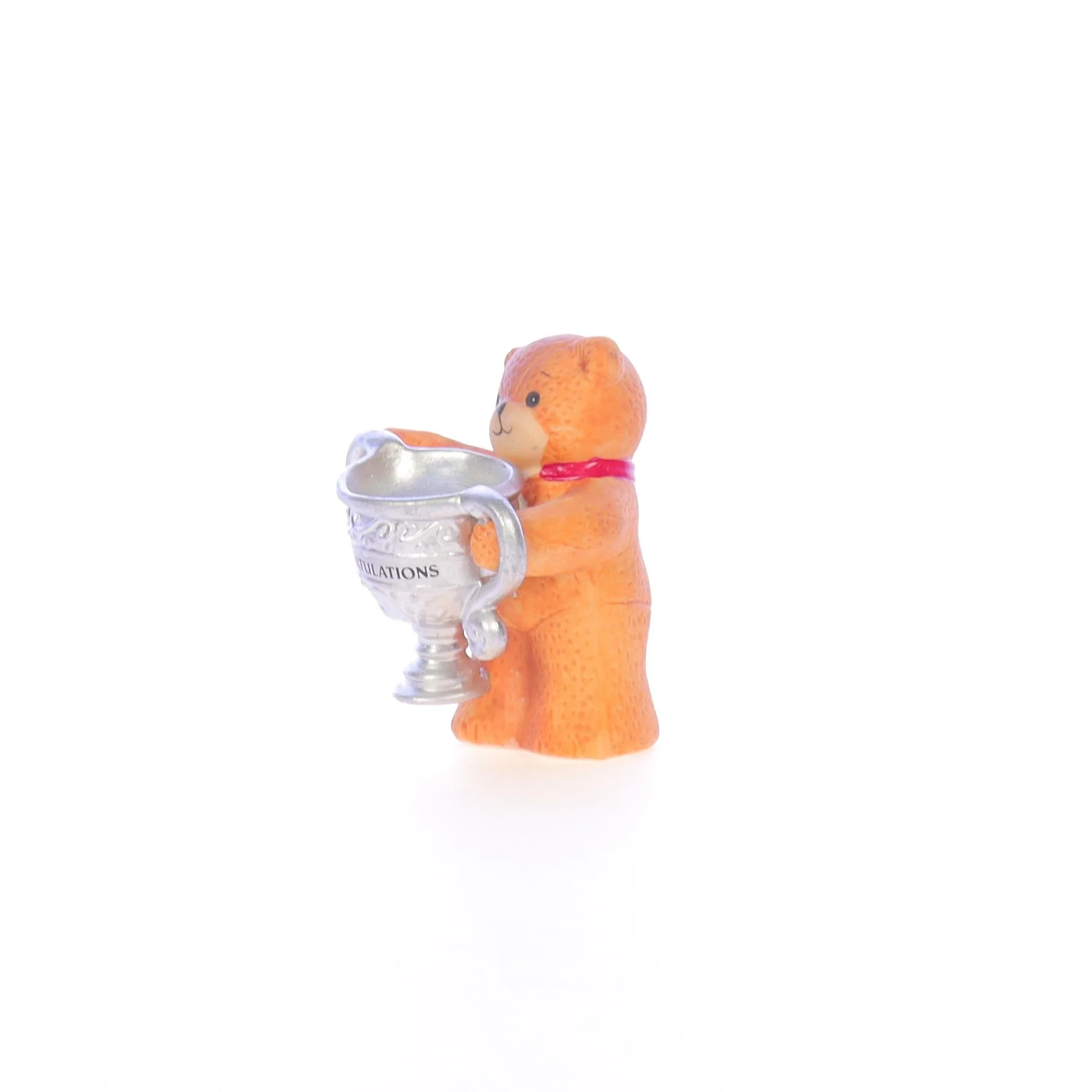 Lucy and Me Vintage 1985 Porcelain Figurine Bear with Congraulations Trophy Cup - Image 2