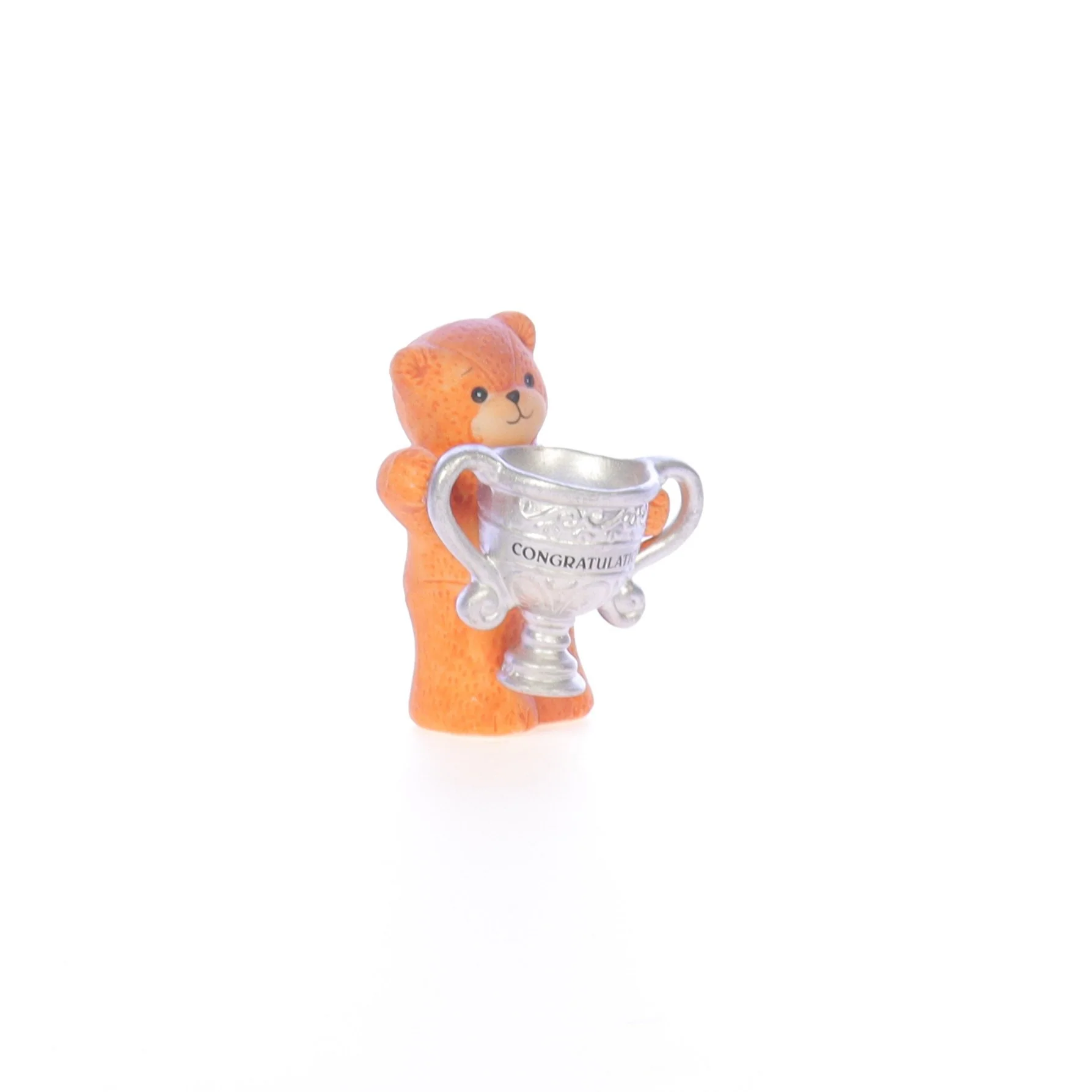 Lucy and Me Vintage 1985 Porcelain Figurine Bear with Congraulations Trophy Cup - Image 8