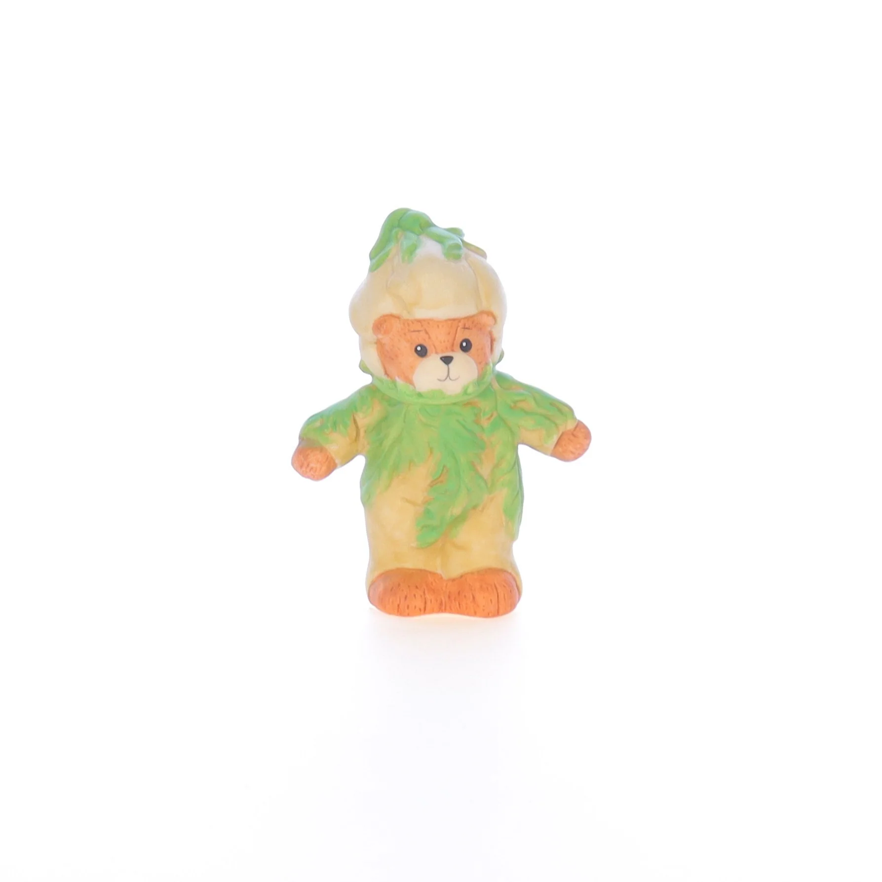 Lucy and Me Vintage 1969 Porcelain Figurine Bear with Green Flower Costume