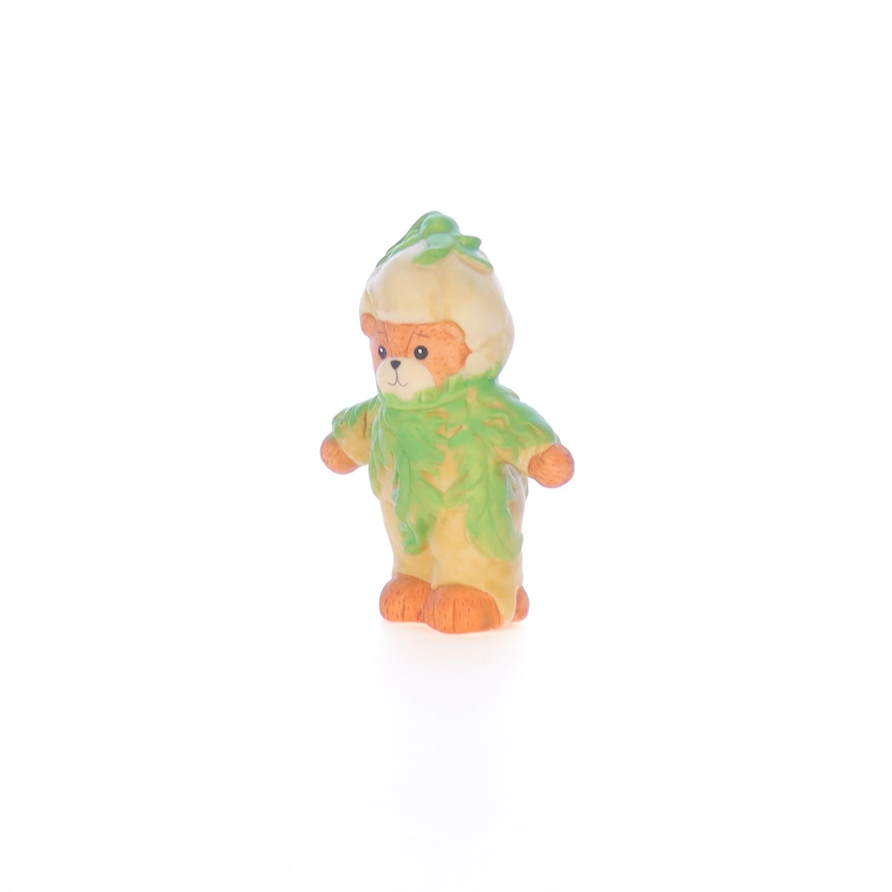 Lucy and Me Vintage 1969 Porcelain Figurine Bear with Green Flower Costume - Image 2
