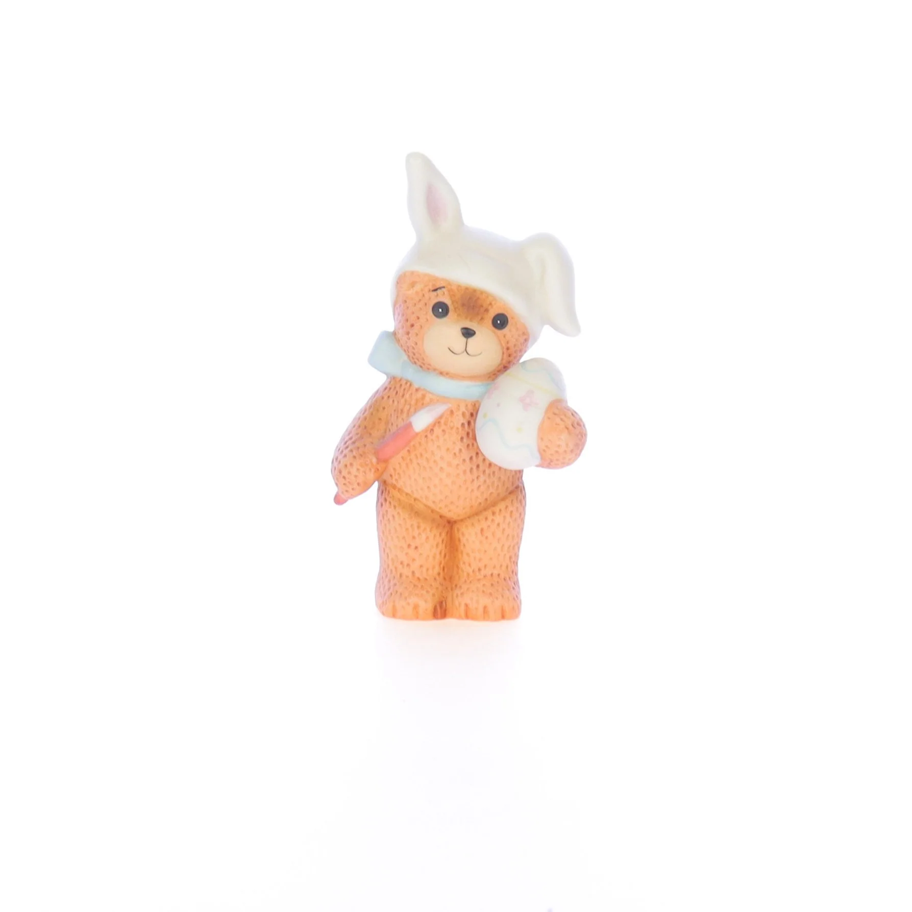 Lucy and Me Vintage 1982 Porcelain Figurine Bunny Bear Painting Easter Egg