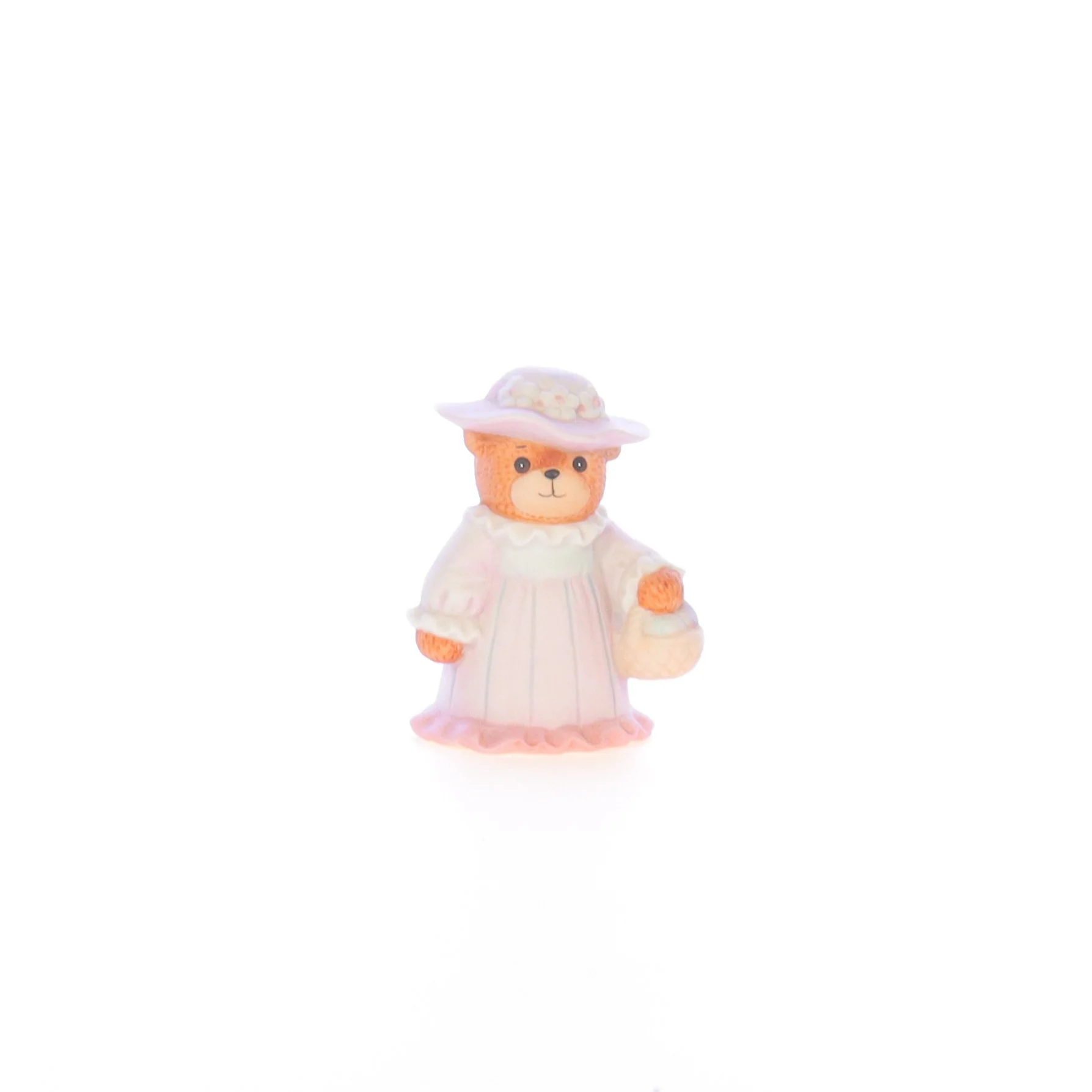 Lucy and Me Vintage 1986 Porcelain Figurine Girl Bear with Easter Egg Bakset