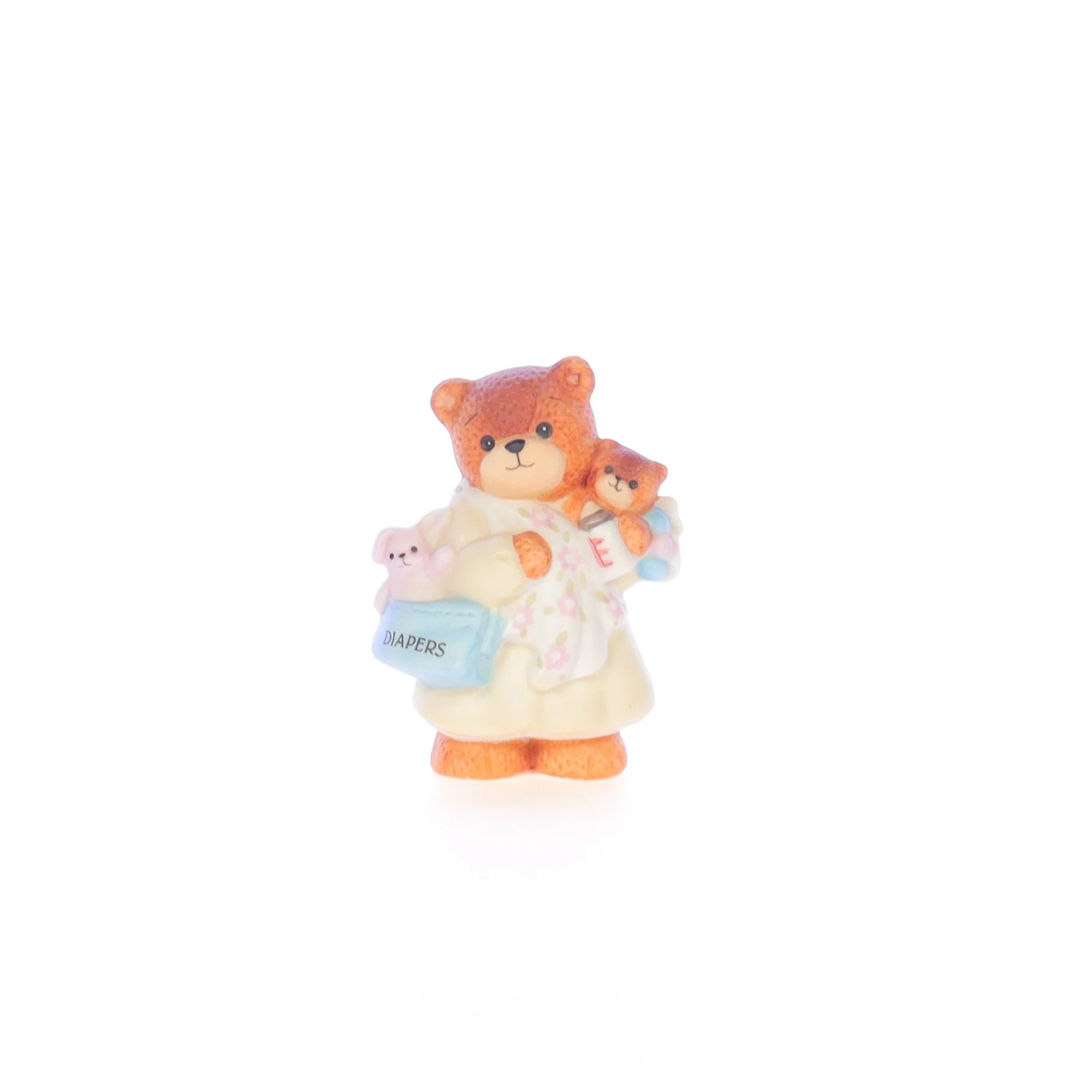 Lucy and Me Vintage Porcelain Figurine Mama Bear with Diaper Bag and Baby
