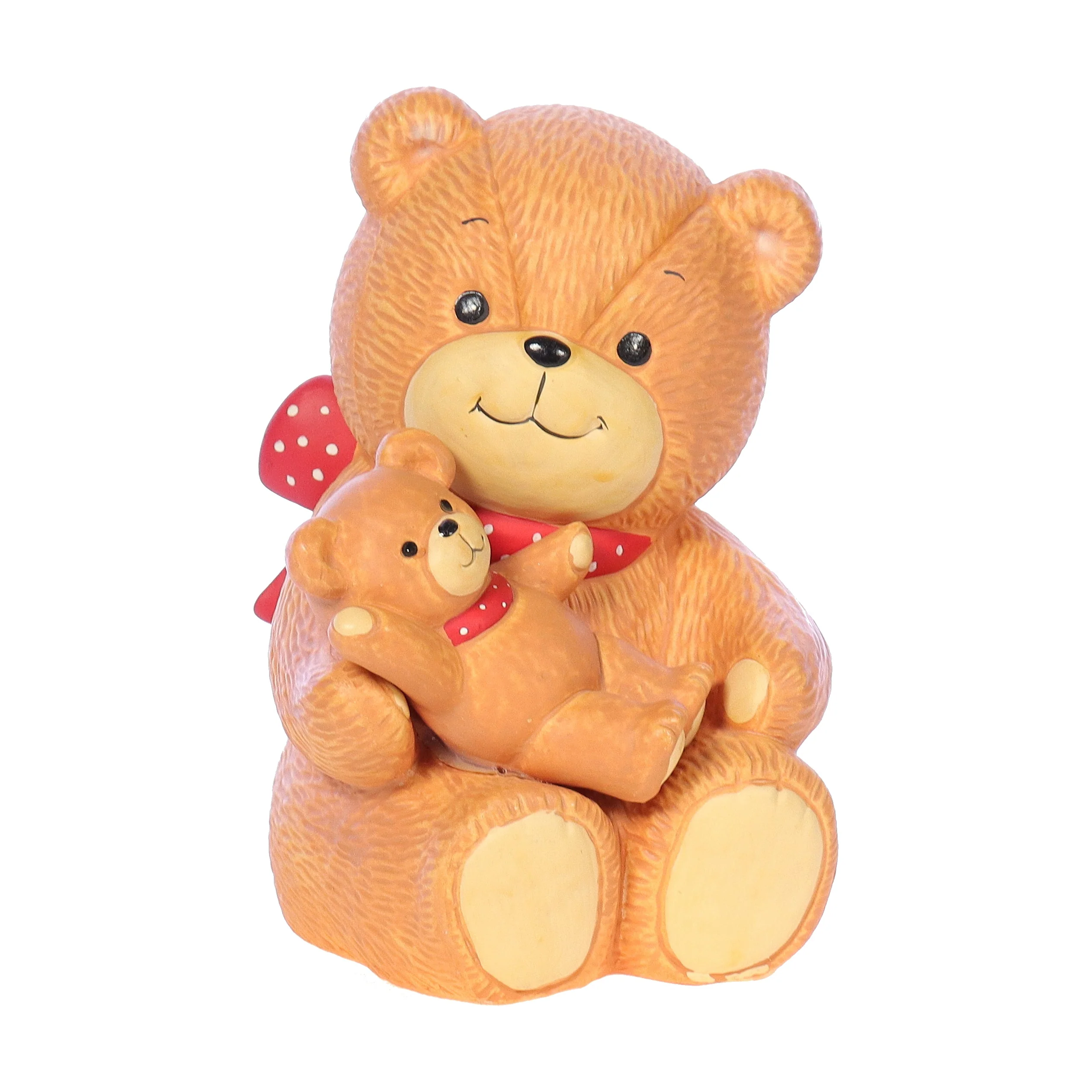 Lucy and Me Vintage 1984 Porcelain Figurine Mommy Bear with Baby Coin Bank