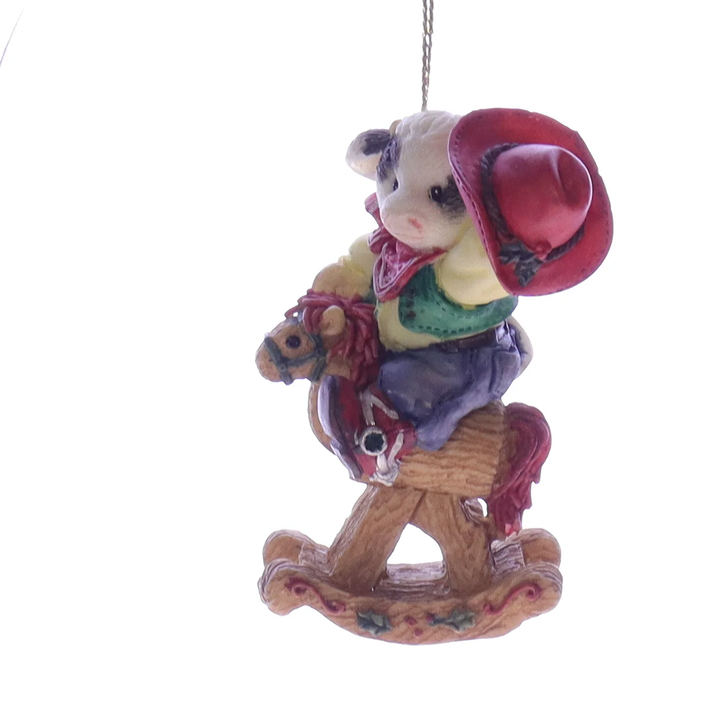 Marys Moo Moos Vintage Resin Christmas Ornament 185531L Cowboy Rocking Horse 3" - Image 2