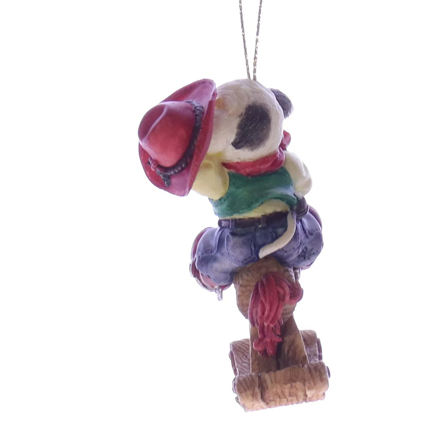 Marys Moo Moos Vintage Resin Christmas Ornament 185531L Cowboy Rocking Horse 3" - Image 4