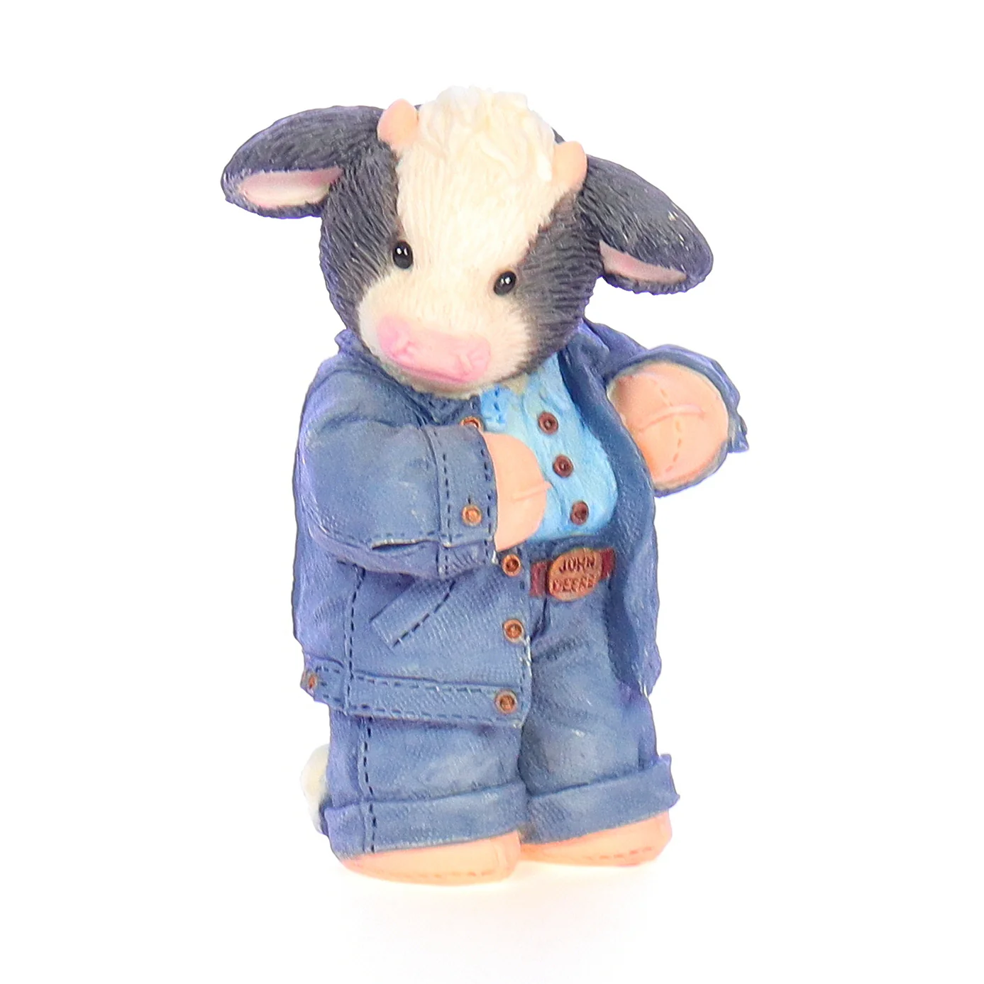 Marys Moo Moos Vintage Resin John Deere Figurine 674516 Udderly Cool! 1999 3.25"