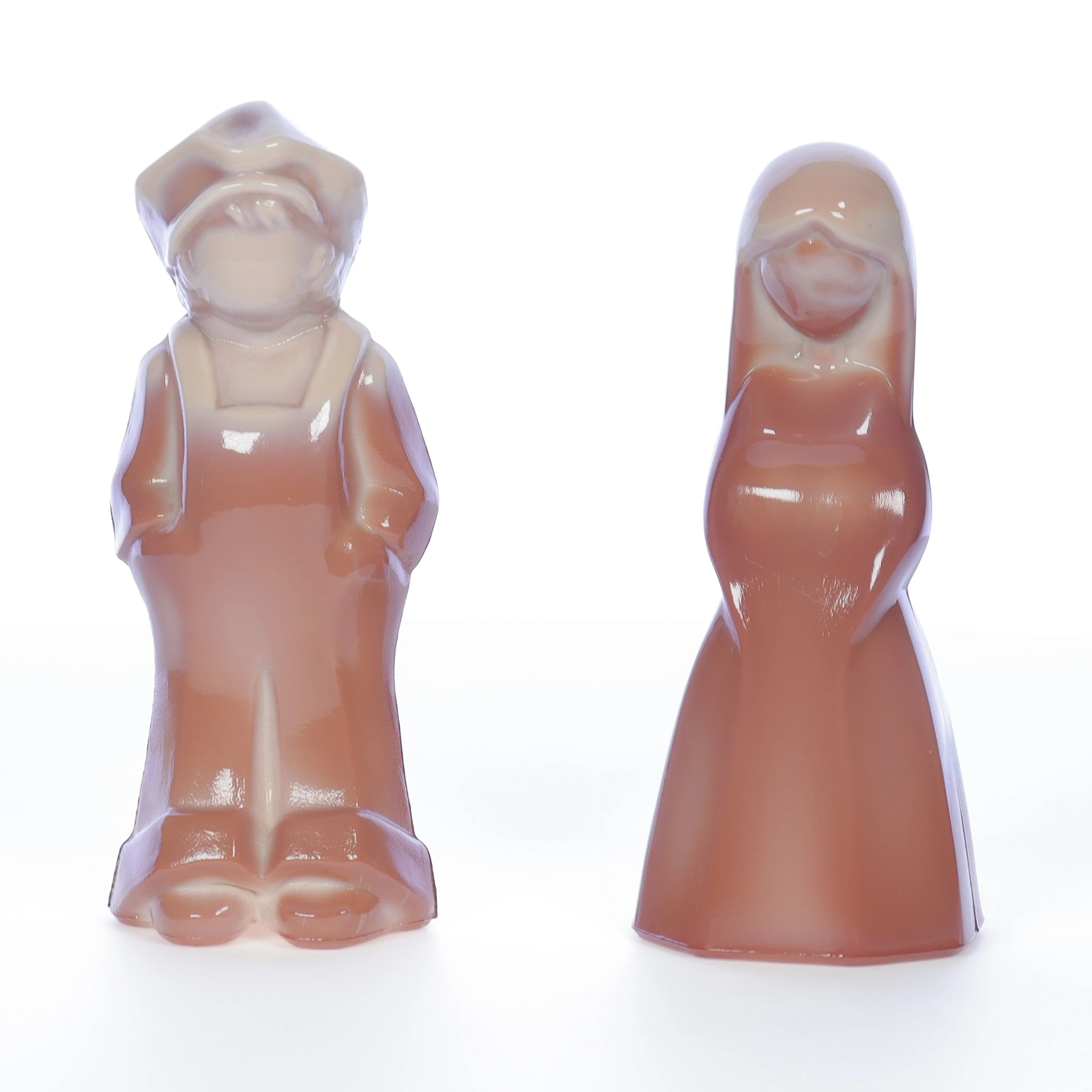 Mosser Glass Vintage 1980s 4 Inch Glass Figurines Josh Jenny Caramel
