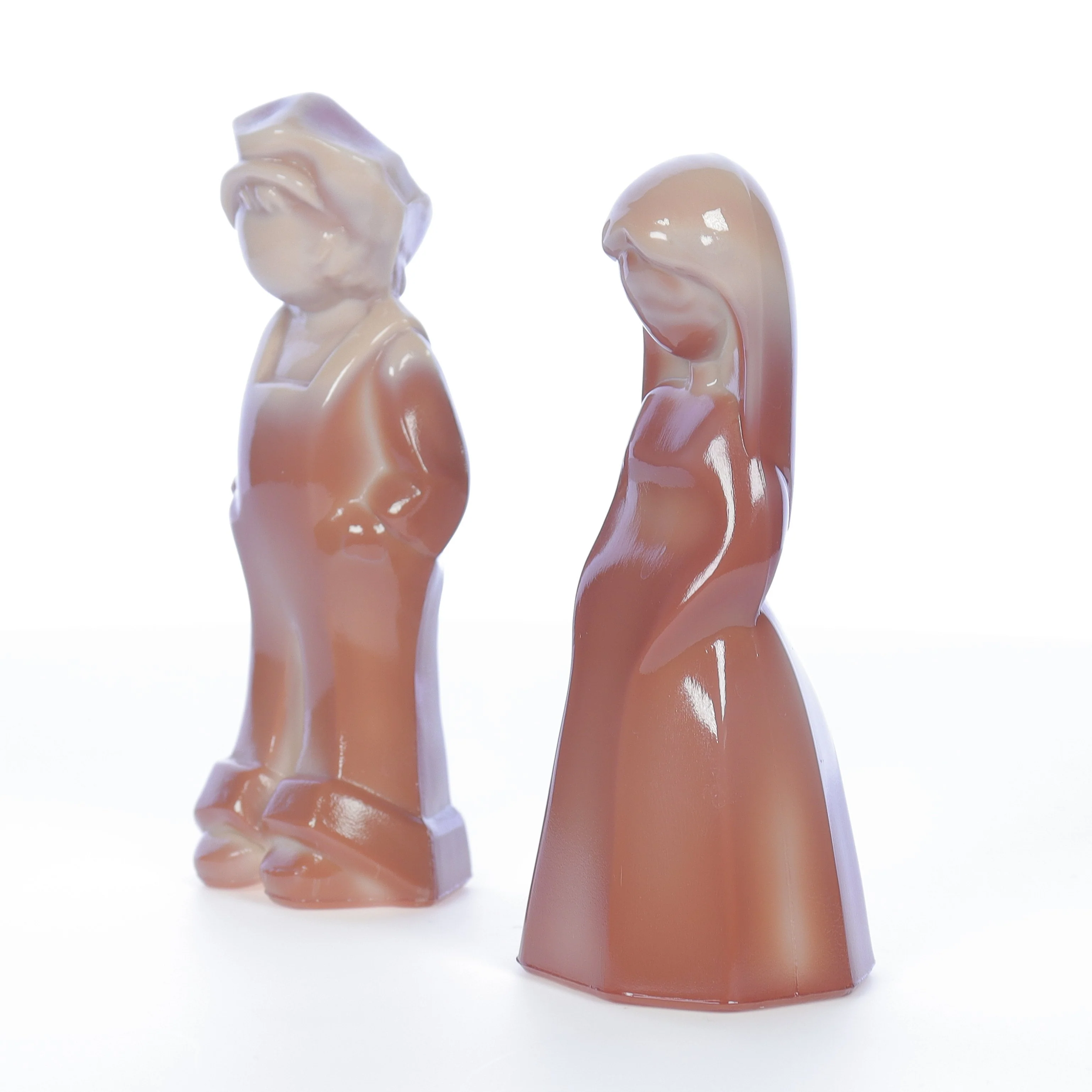 Mosser Glass Vintage 1980s 4 Inch Glass Figurines Josh Jenny Caramel - Image 2