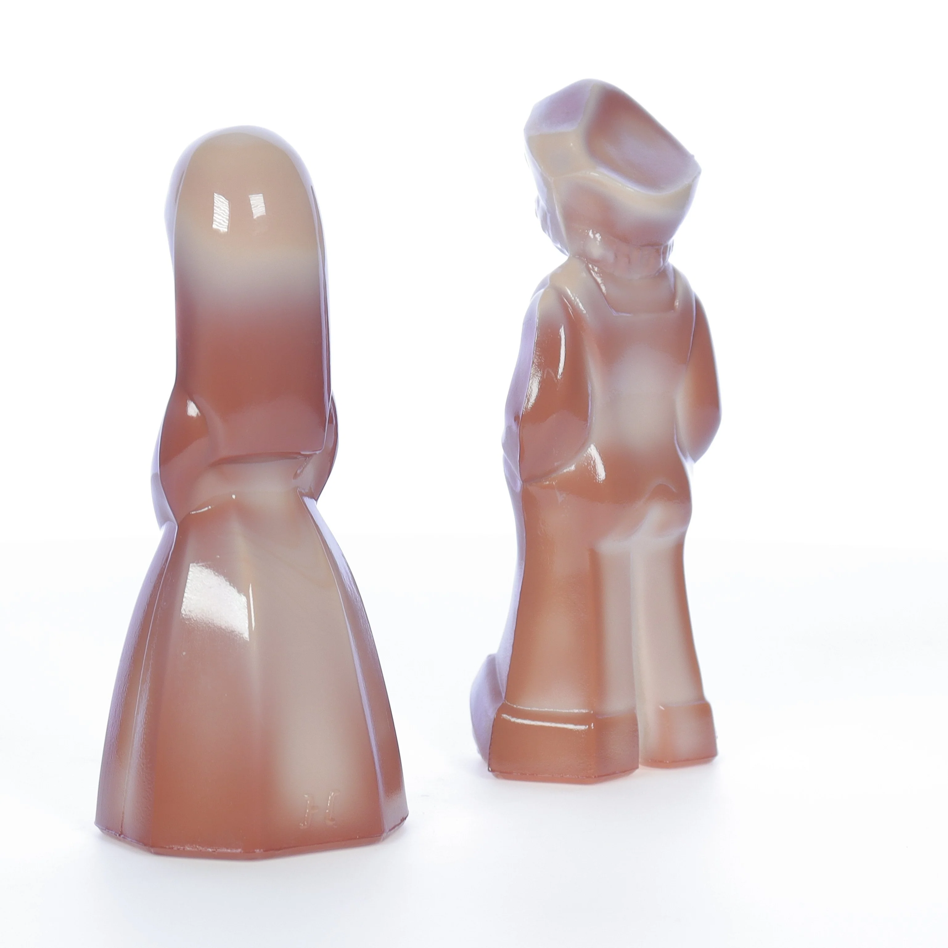Mosser Glass Vintage 1980s 4 Inch Glass Figurines Josh Jenny Caramel - Image 4