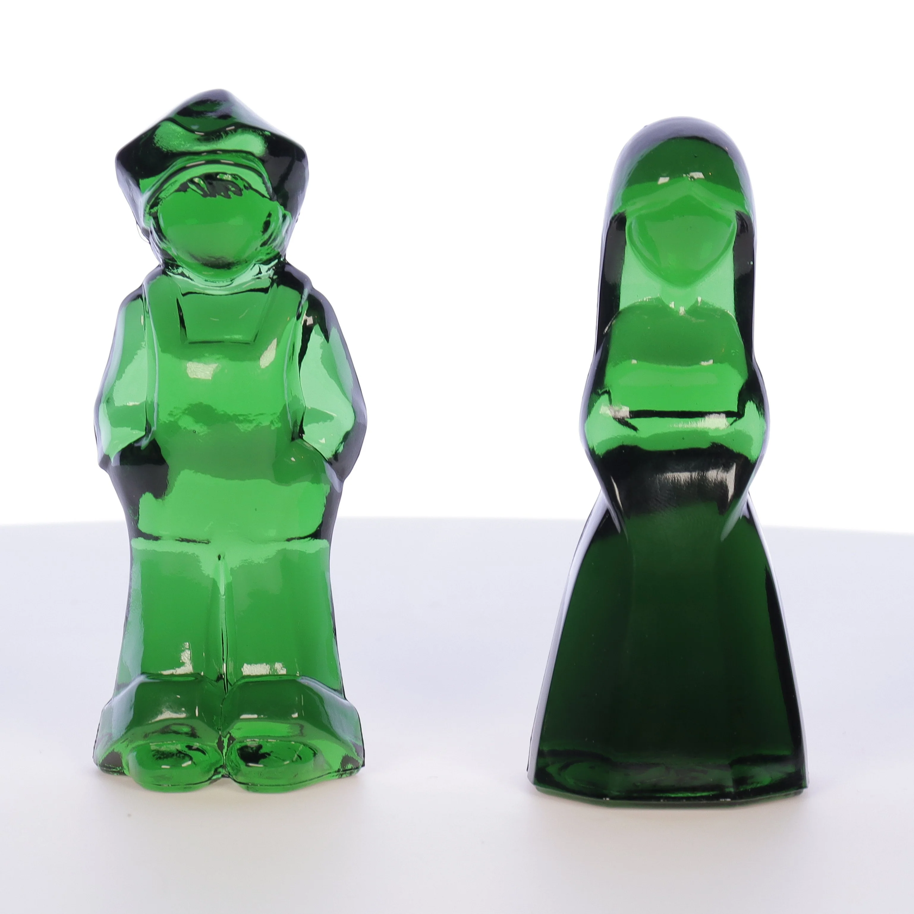 Mosser Glass Vintage 1980s 4 Inch Glass Figurines Josh Jenny Emerald