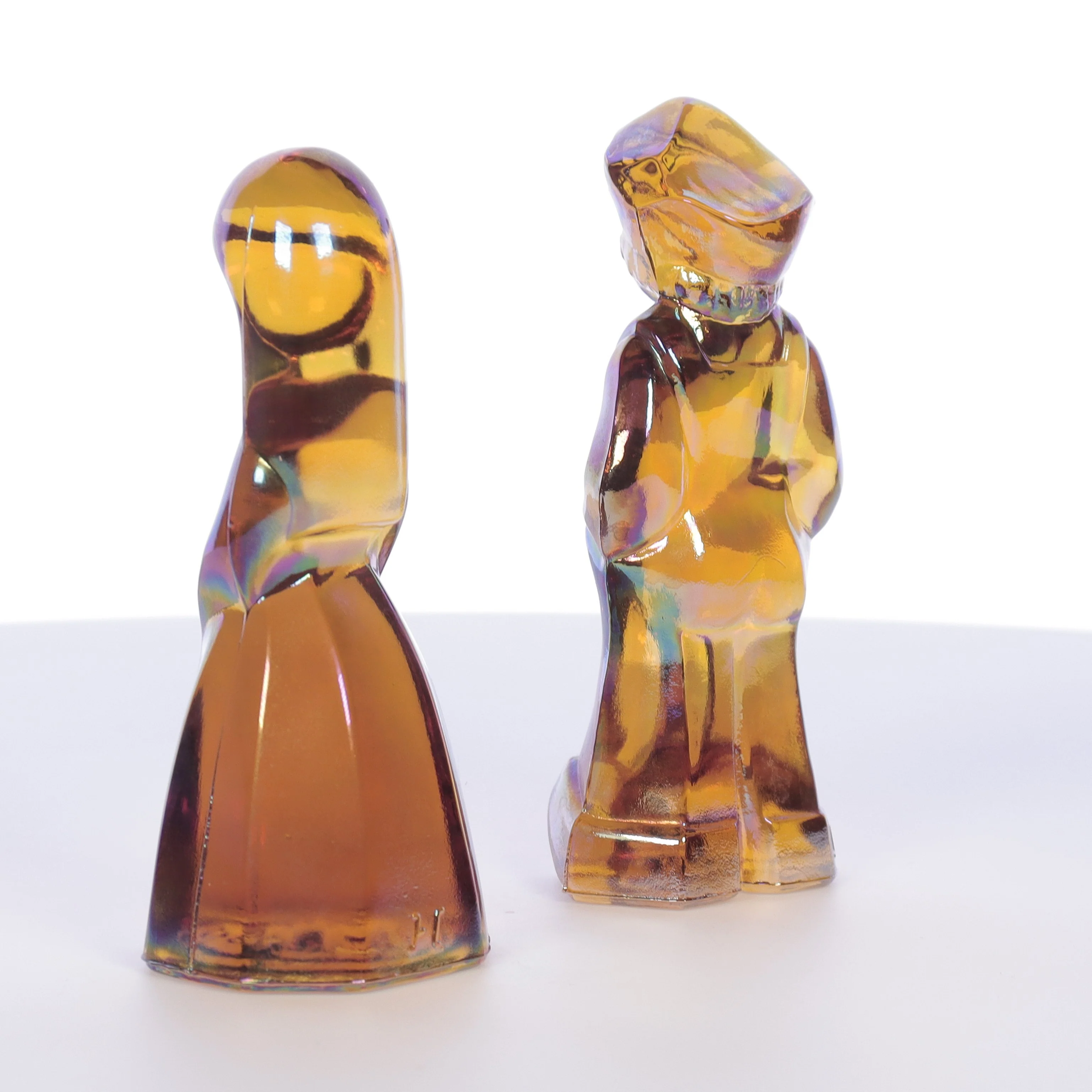 Mosser Glass Vintage 1980s 4 Inch Glass Figurines Josh Jenny Marigold Carnival Glass - Image 4