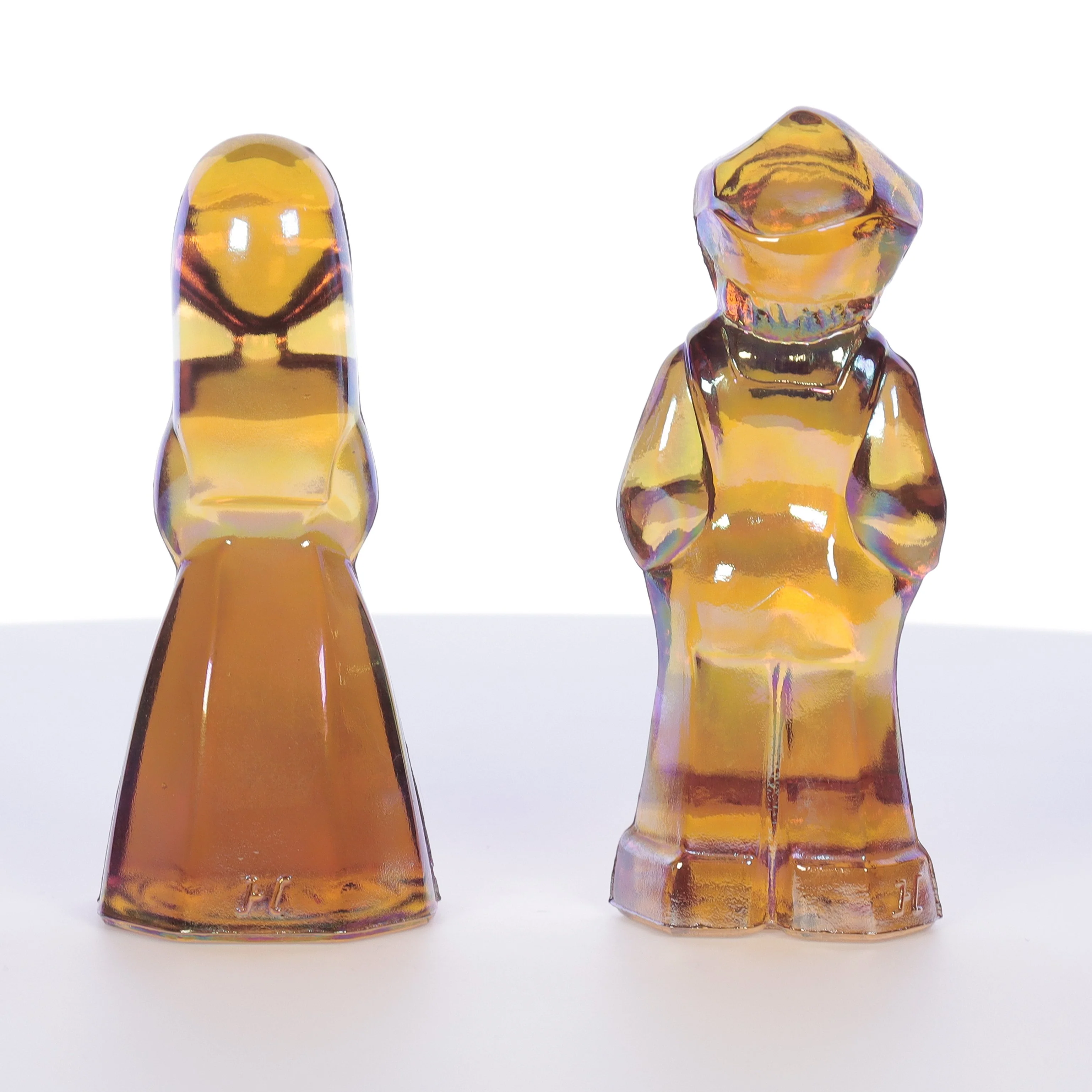 Mosser Glass Vintage 1980s 4 Inch Glass Figurines Josh Jenny Marigold Carnival Glass - Image 5