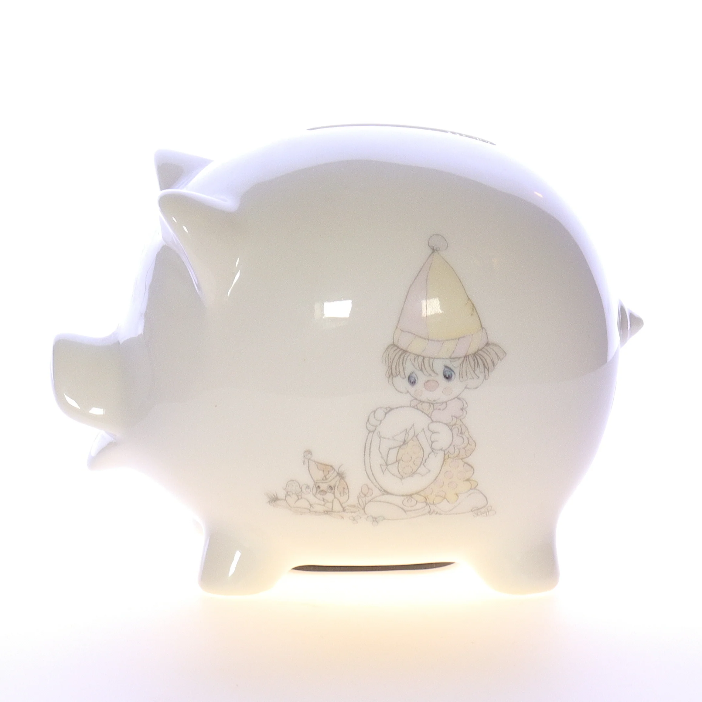 Precious Moments Vintage Porcelain Clown Piggy Bank clownbank 1985 4.5"