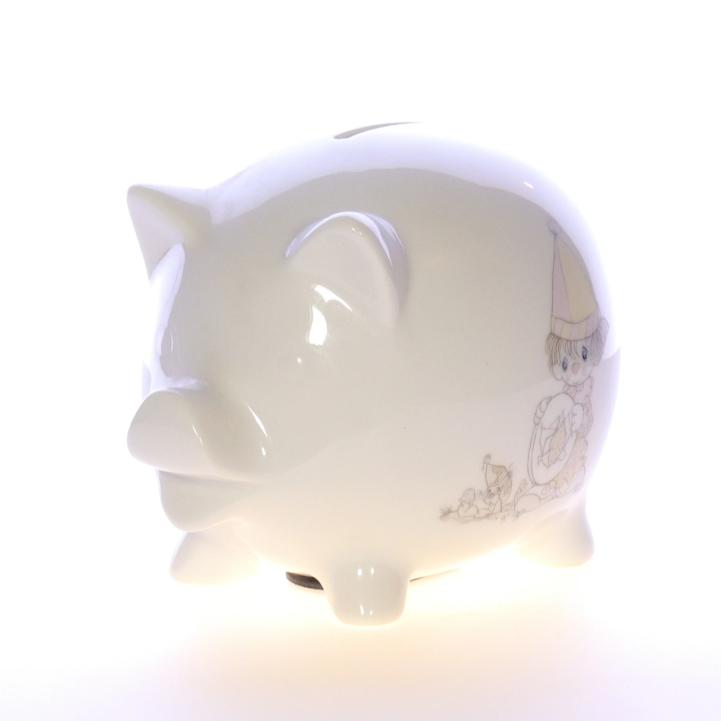 Precious Moments Vintage Porcelain Clown Piggy Bank clownbank 1985 4.5" - Image 8