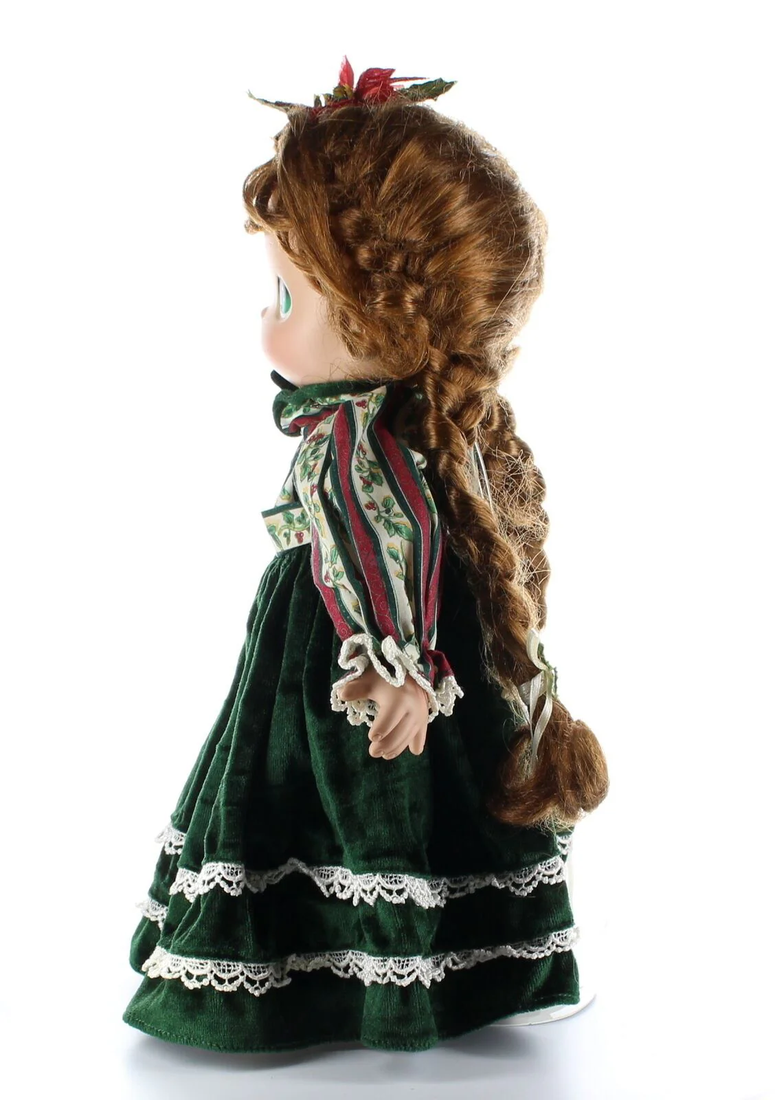 Precious Moments Doll Collection Vinyl Plush Doll Christmas Dress Poinsettia Bow - Image 3