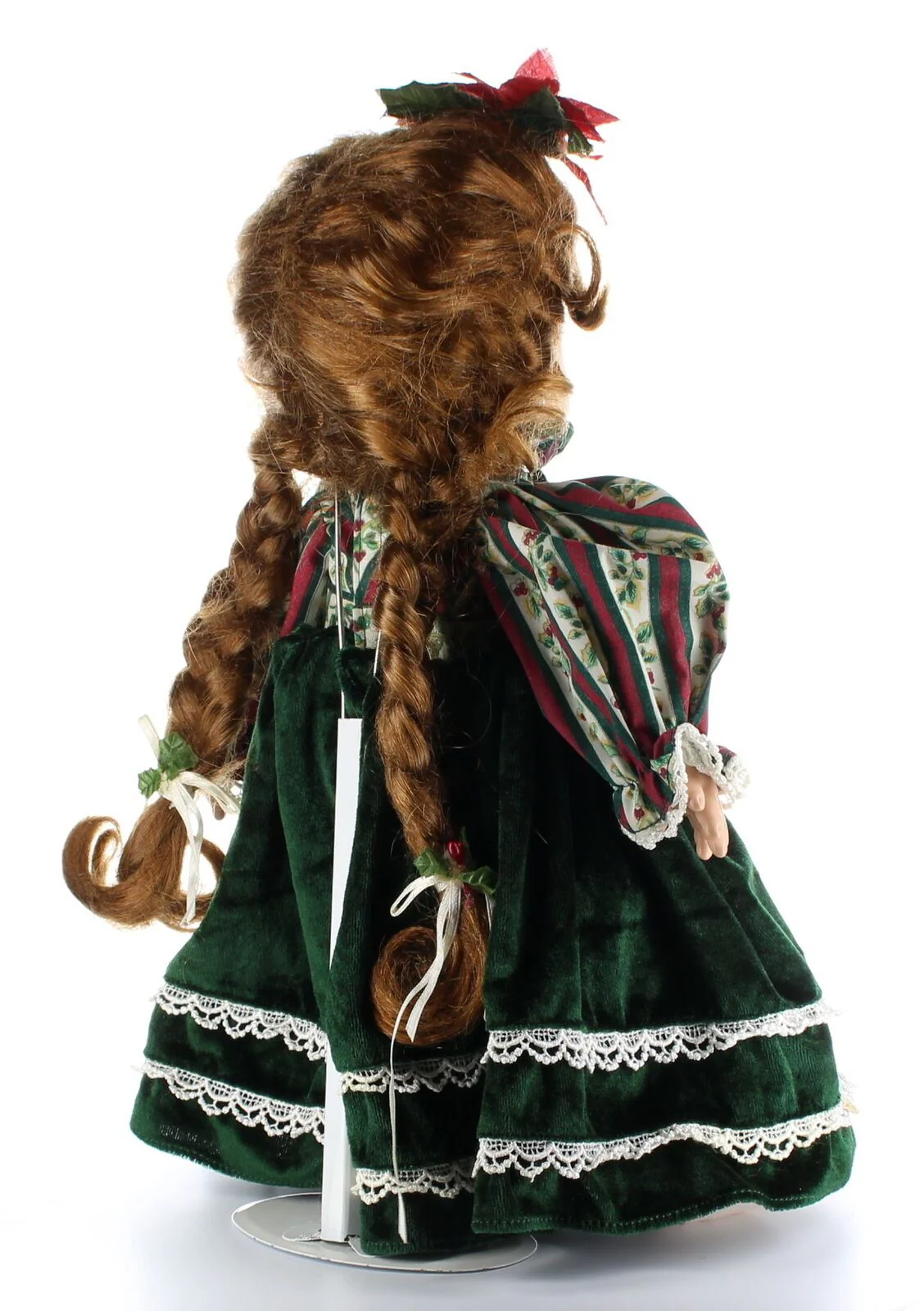 Precious Moments Doll Collection Vinyl Plush Doll Christmas Dress Poinsettia Bow - Image 6