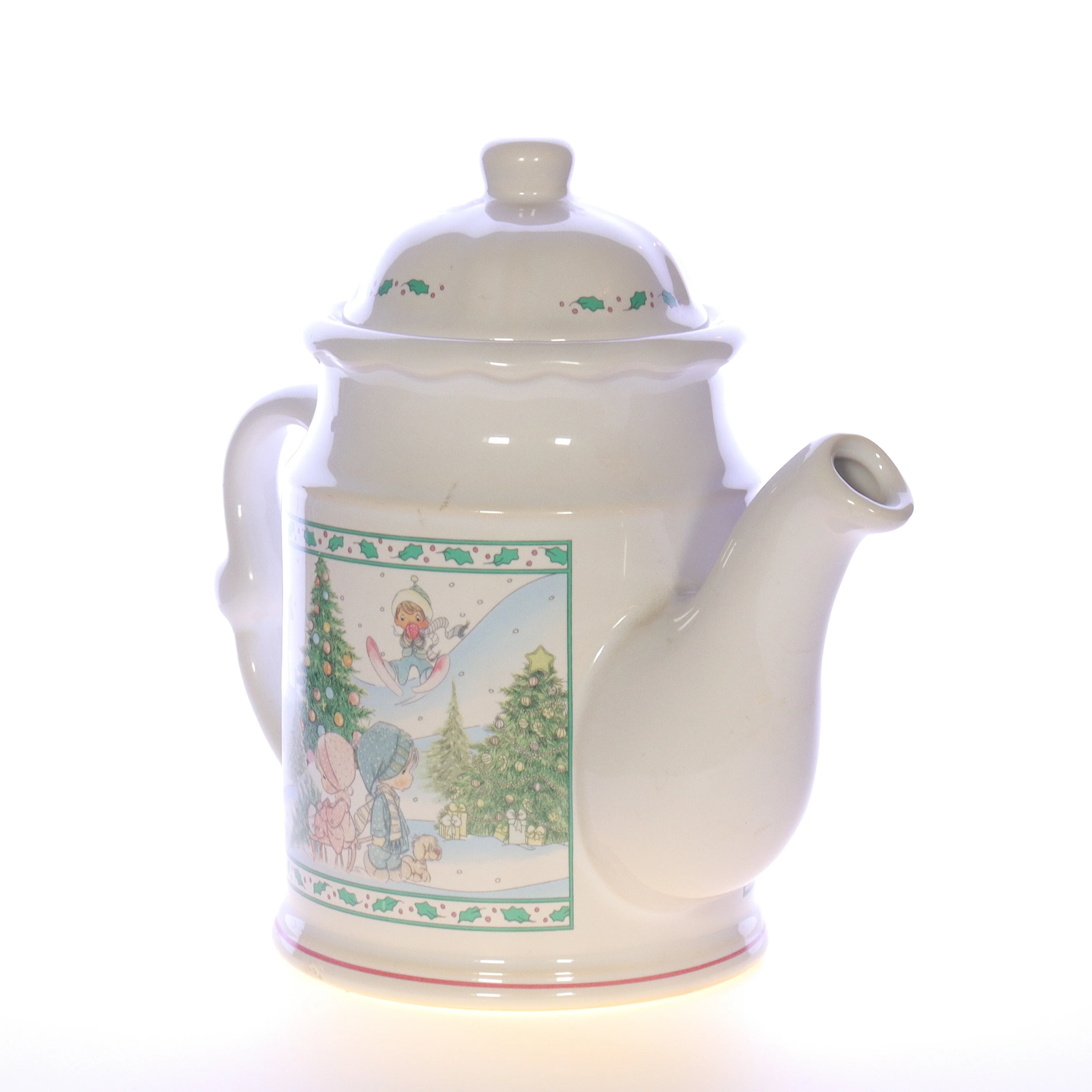 Precious Moments Vintage Porcelain Christmas Teapot 1994 7" - Image 6