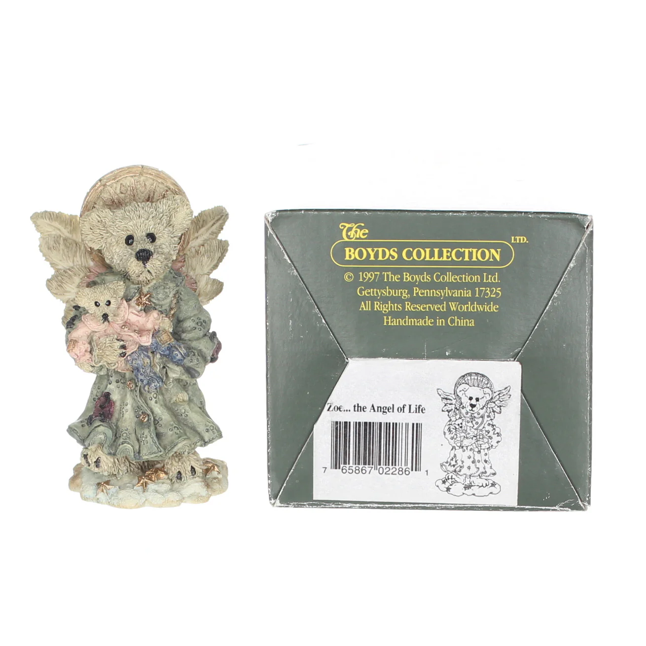 Boyds Bears Resin Figurine in Box Christmas 22286 Zoe ... the Angel of Life 1997 - Image 9