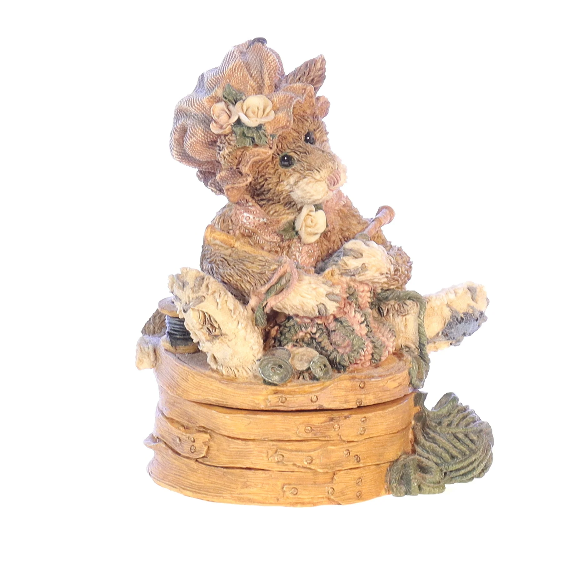 Boyds Bears Resin Figurine in Box 2250 Cookie Catberg ... Knittin' Kitten 1994 4"