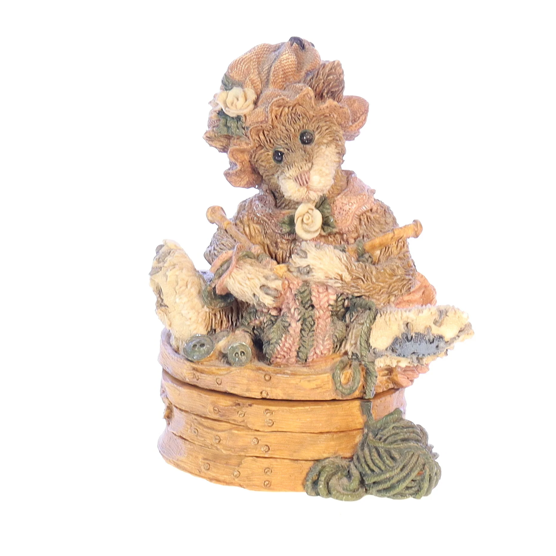 Boyds Bears Resin Figurine in Box 2250 Cookie Catberg ... Knittin' Kitten 1994 4" - Image 2