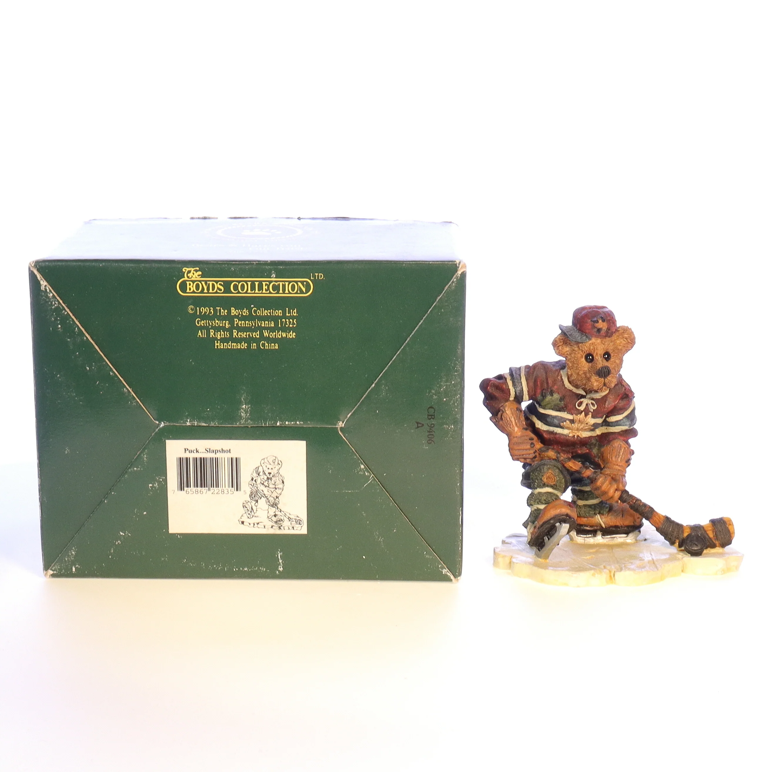 Boyds Bears Resin Figurine in Box Hockey 228305 Puck ... Slapshot 1997 4.25" - Image 9